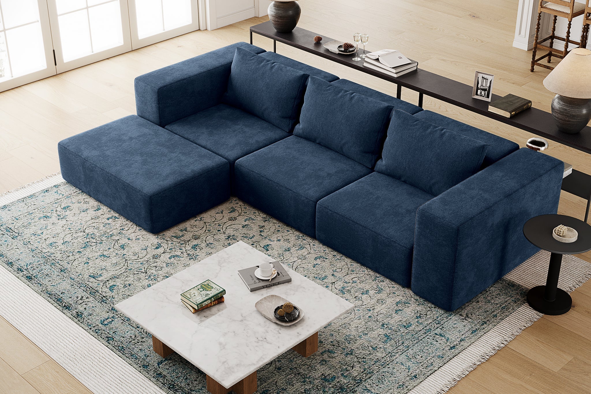 Atlas Extra Large Slipcover Modular Reversible Floor Sectional Sofa - Image 100