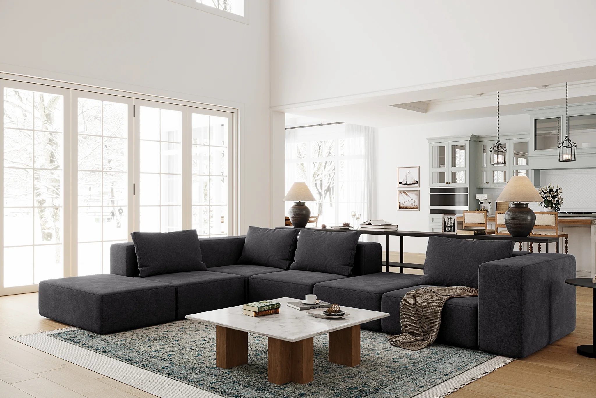 Atlas Extra Large Slipcover Modular Reversible Floor Sectional Sofa - Image 118