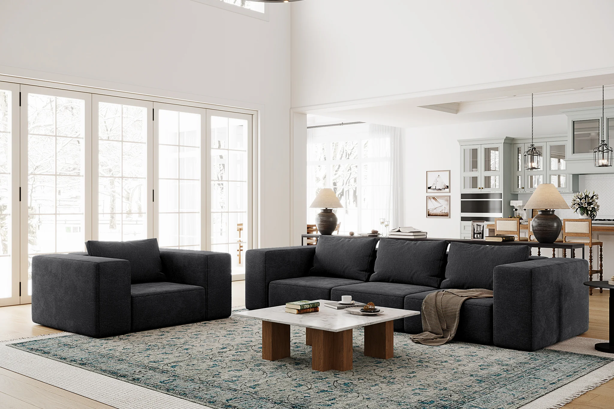 Atlas Extra Large Slipcover Modular Reversible Floor Sectional Sofa - Image 126