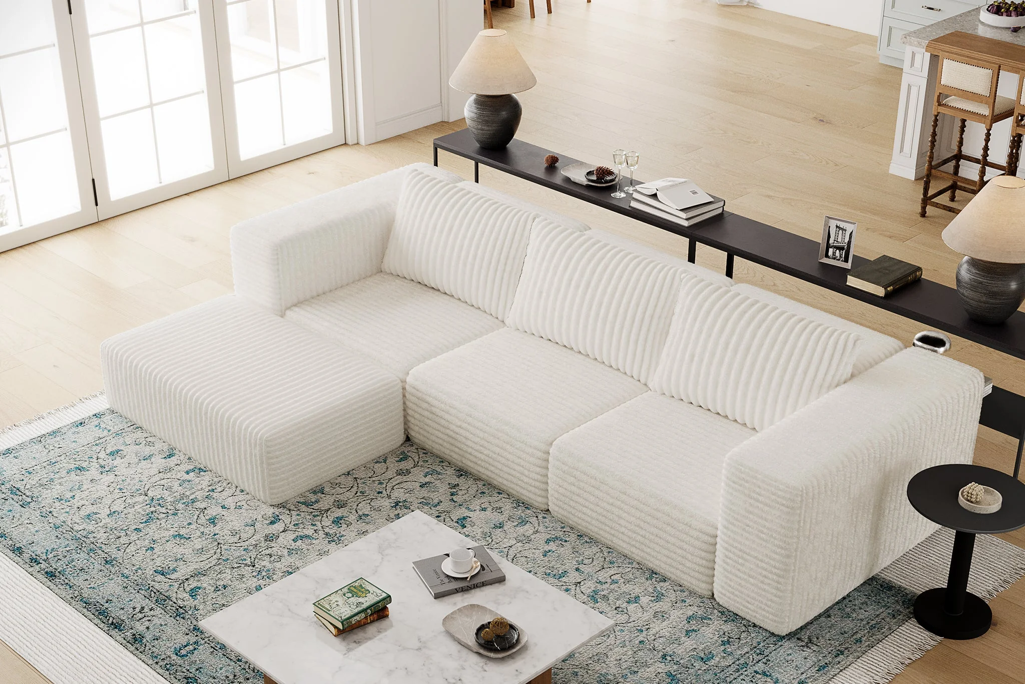 Atlas Extra Large Slipcover Modular Reversible Floor Sectional Sofa - Image 48