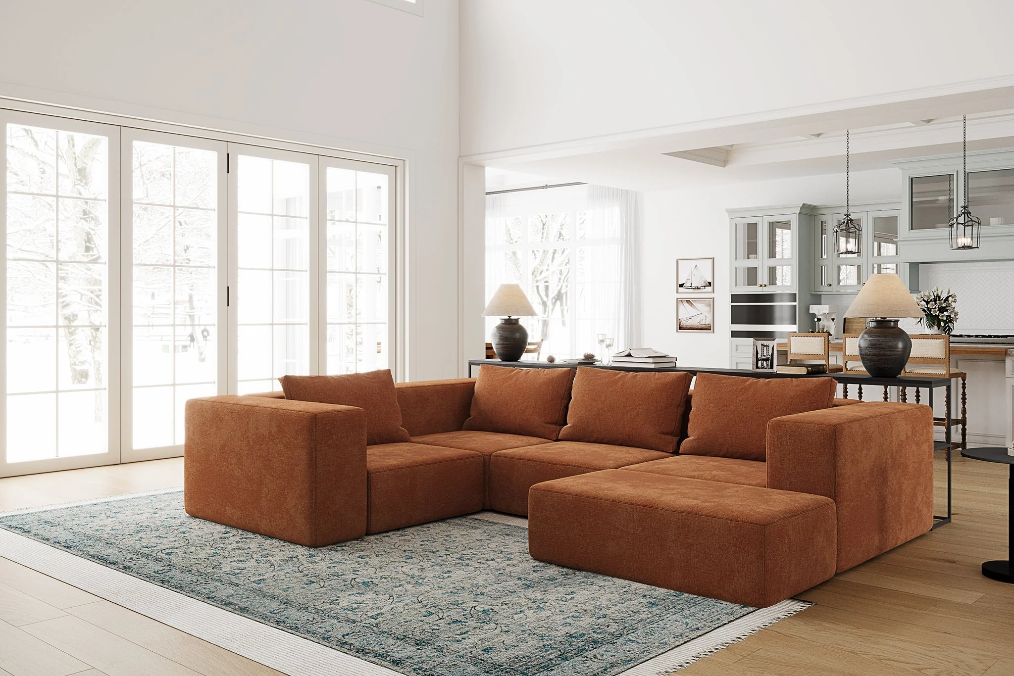 Atlas Extra Large Slipcover Modular Reversible Floor Sectional Sofa - Image 72