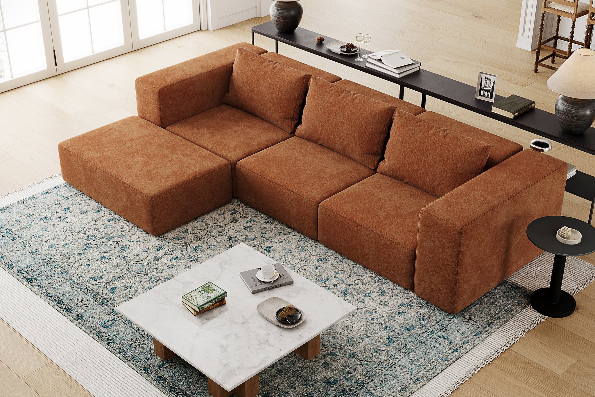 Atlas Extra Large Slipcover Modular Reversible Floor Sectional Sofa - Image 80