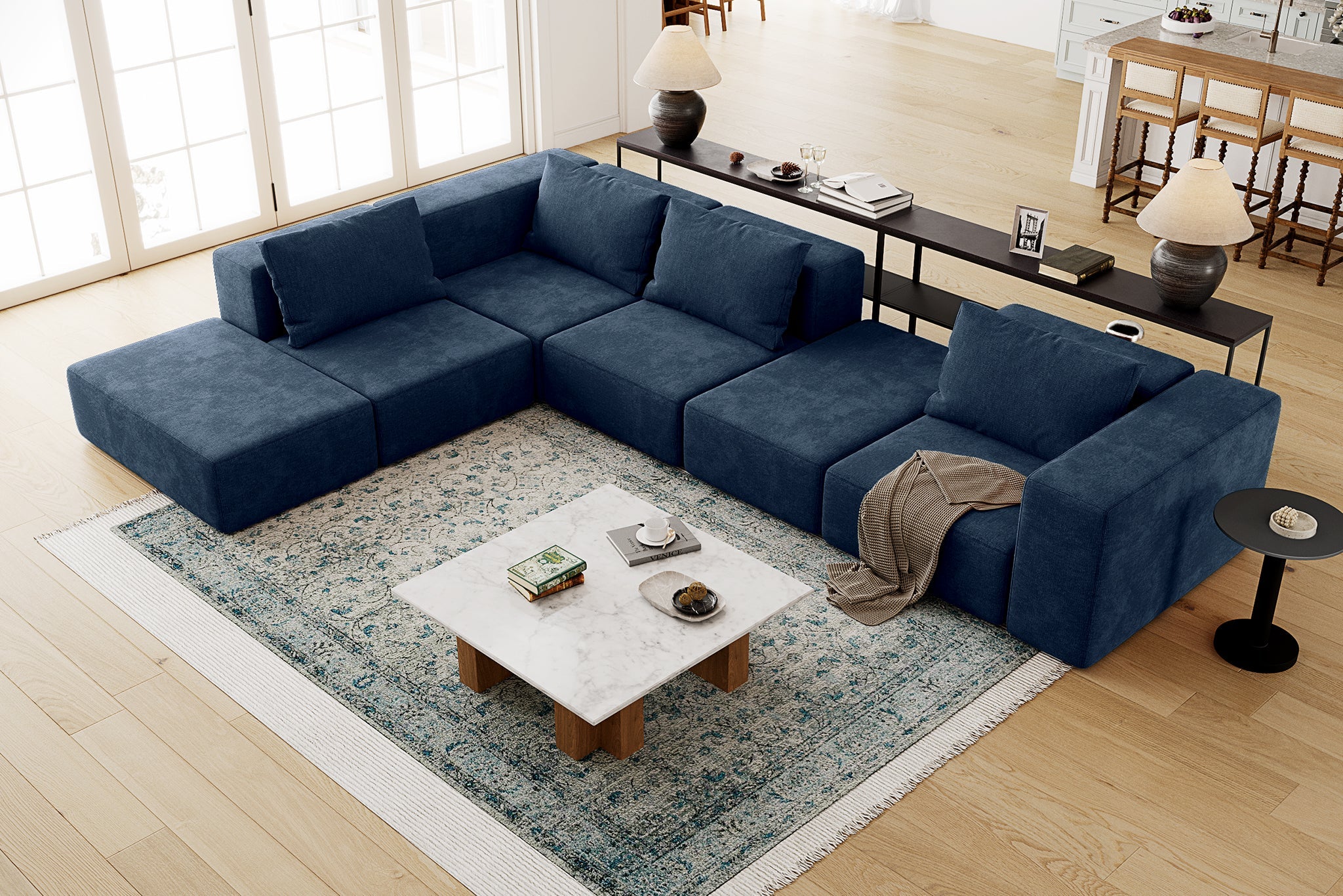 Atlas Extra Large Slipcover Modular Reversible Floor Sectional Sofa - Image 91