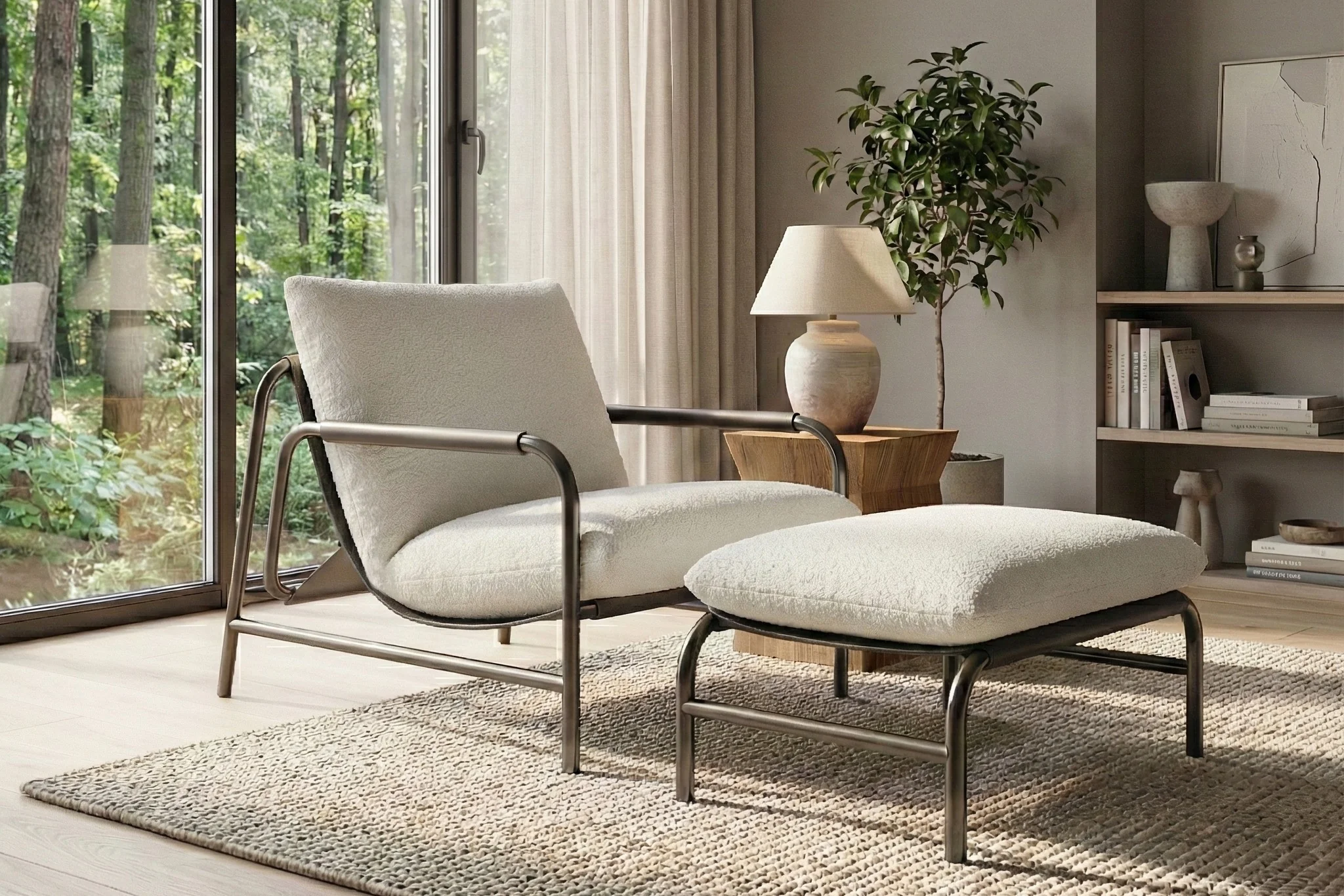 Aton Chenille Lounge Chair with Ottoman - Image 10
