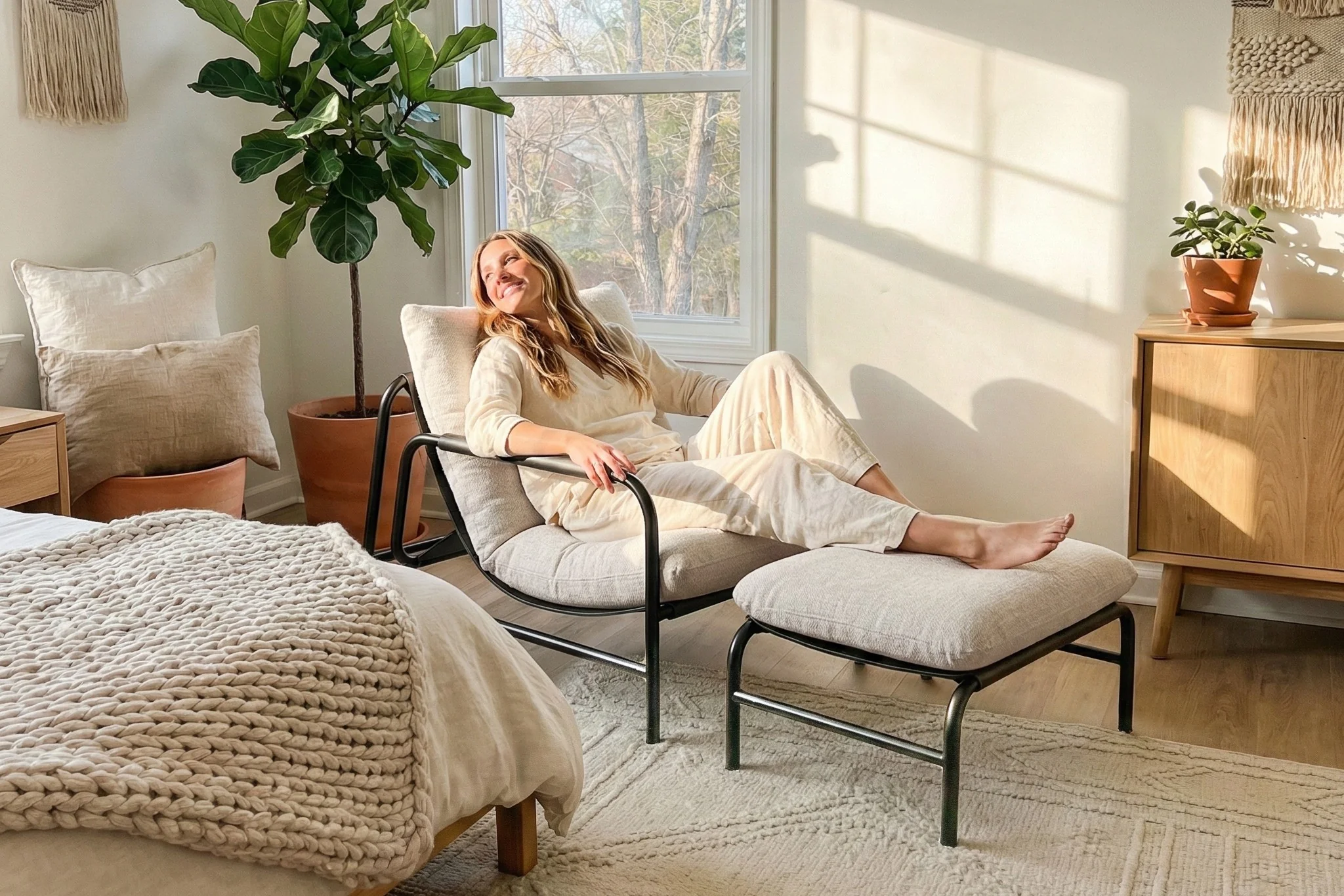 Aton Chenille Lounge Chair with Ottoman - Image 13