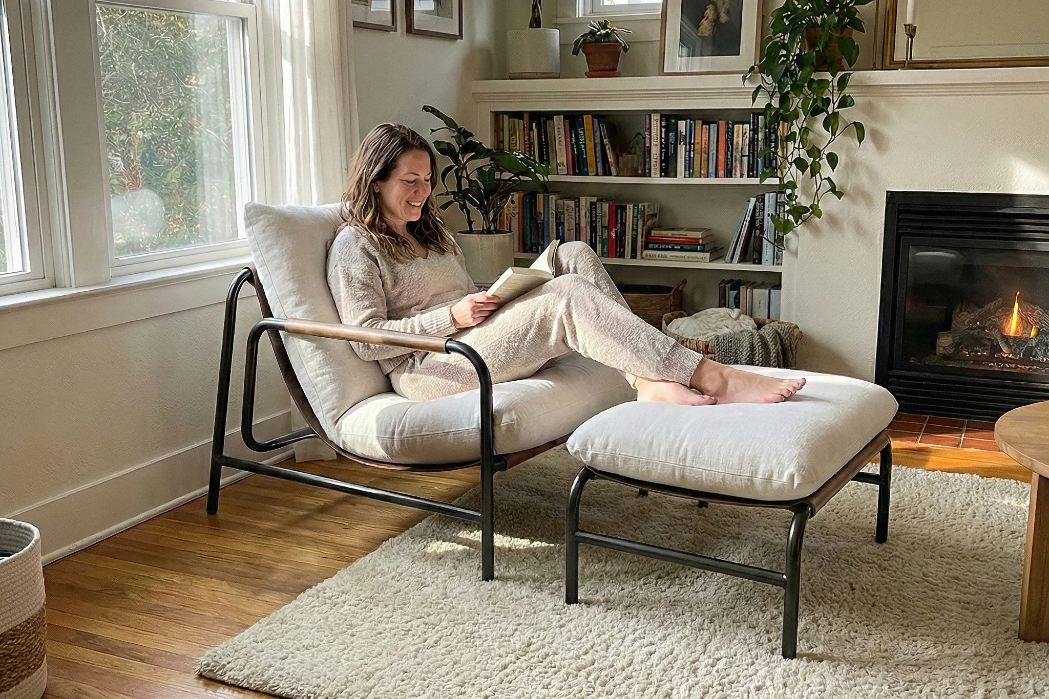 Aton Chenille Lounge Chair with Ottoman - Image 17