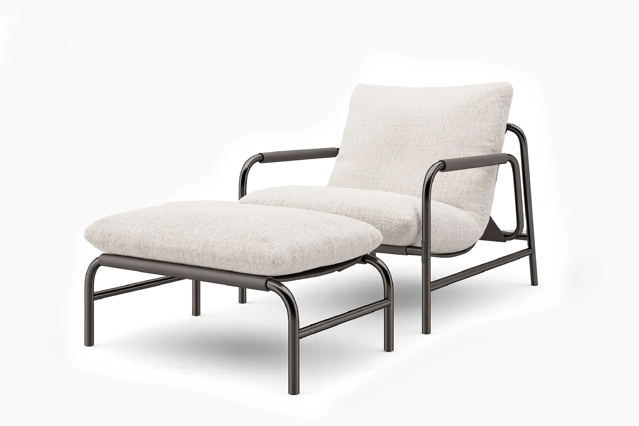 Aton Chenille Lounge Chair with Ottoman - Image 4