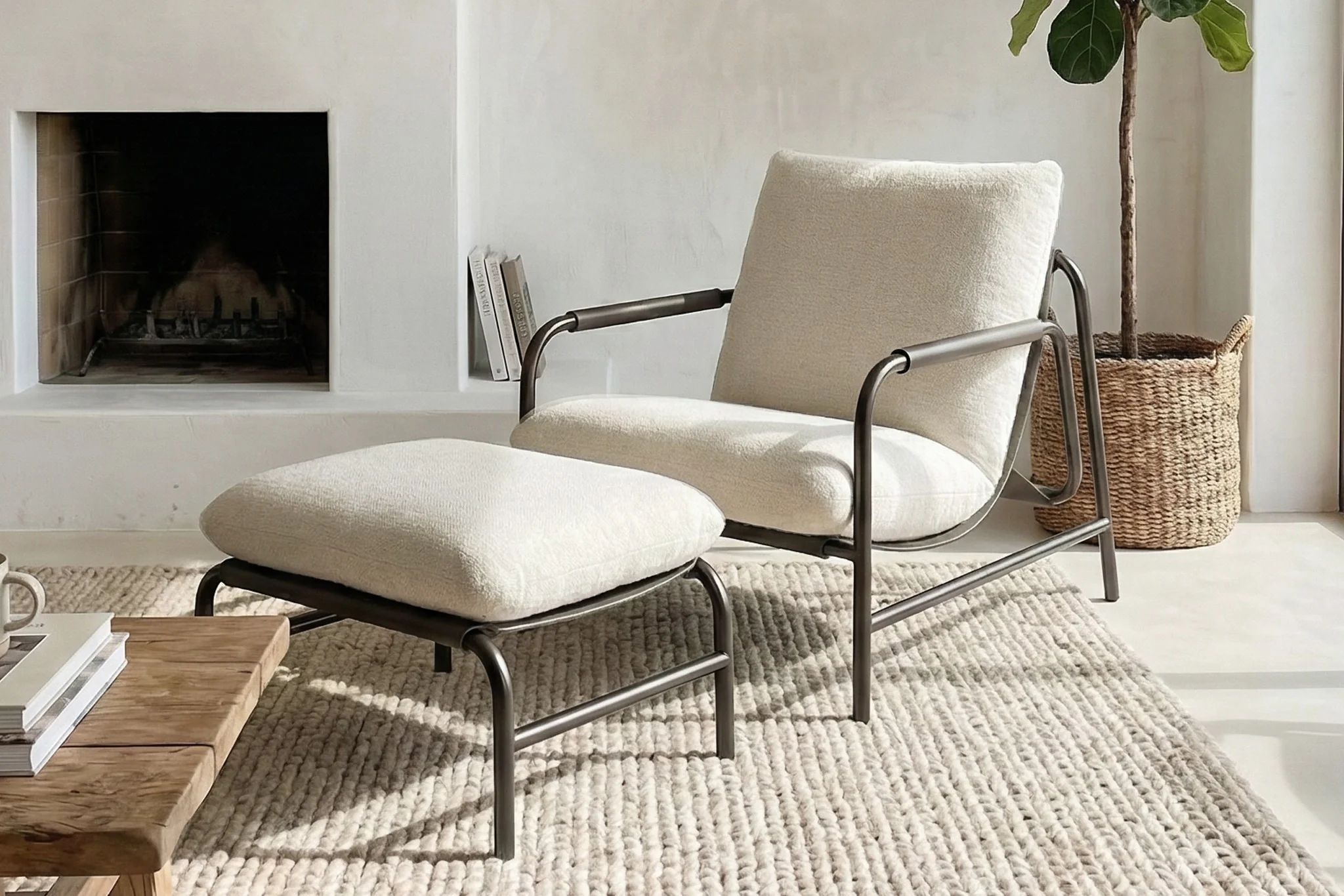 Aton Chenille Lounge Chair with Ottoman - Image 5