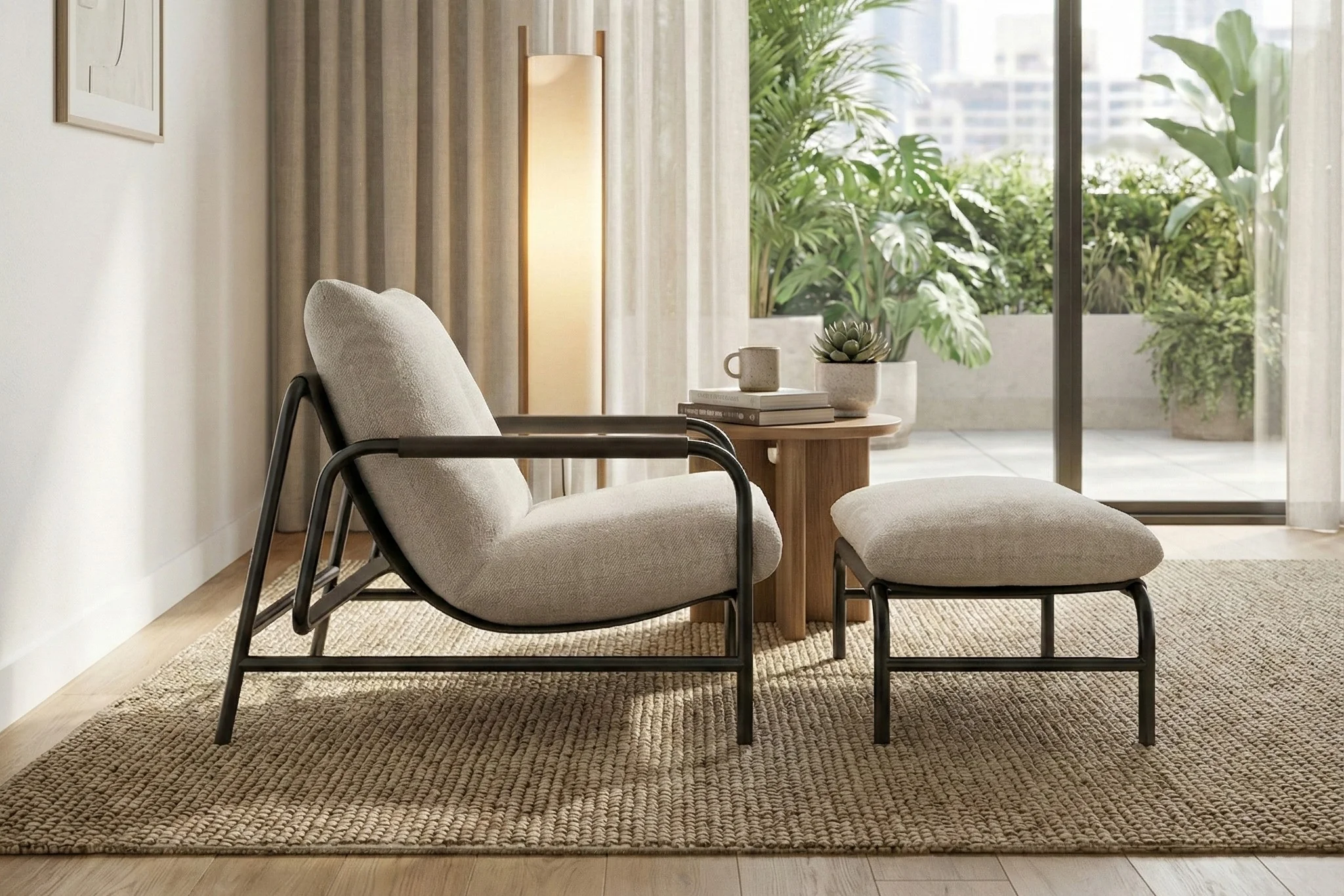 Aton Chenille Lounge Chair with Ottoman - Image 7