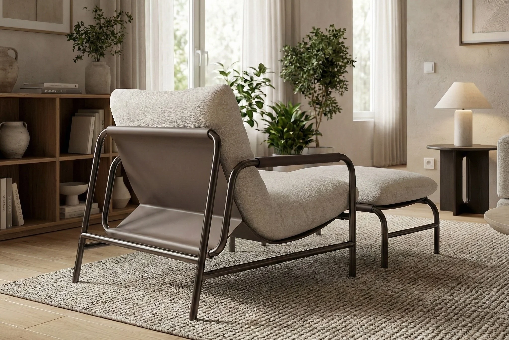 Aton Chenille Lounge Chair with Ottoman - Image 9