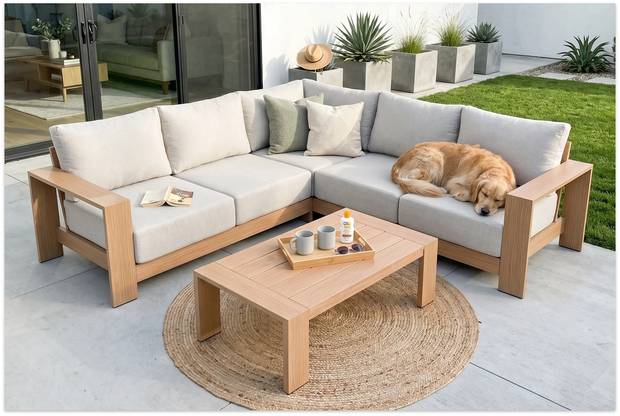 Ciela Modern Aluminum Outdoor Sofa Set with Cushions - Image 35
