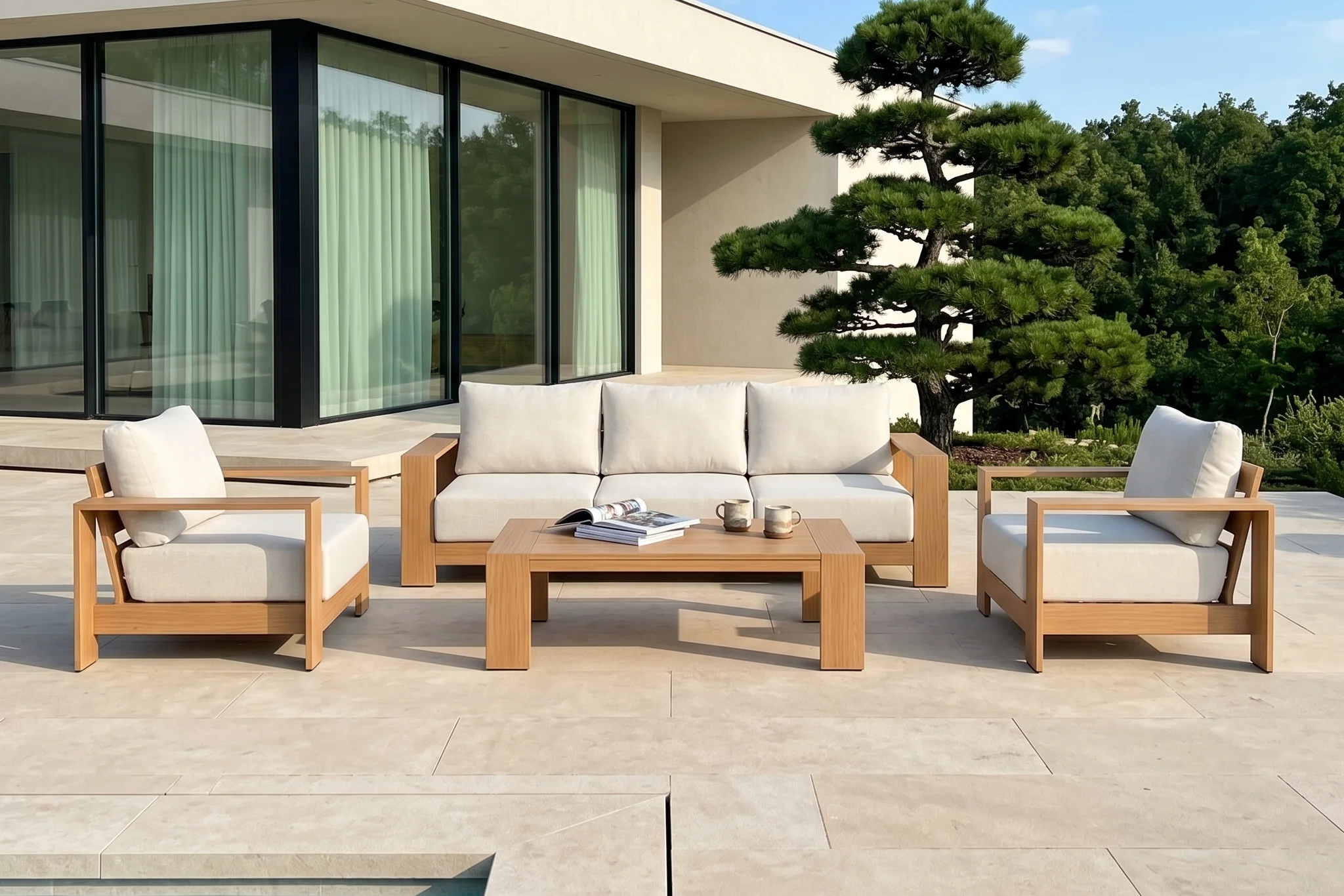 Ciela Modern Aluminum Outdoor Sofa Set with Cushions - Image 41