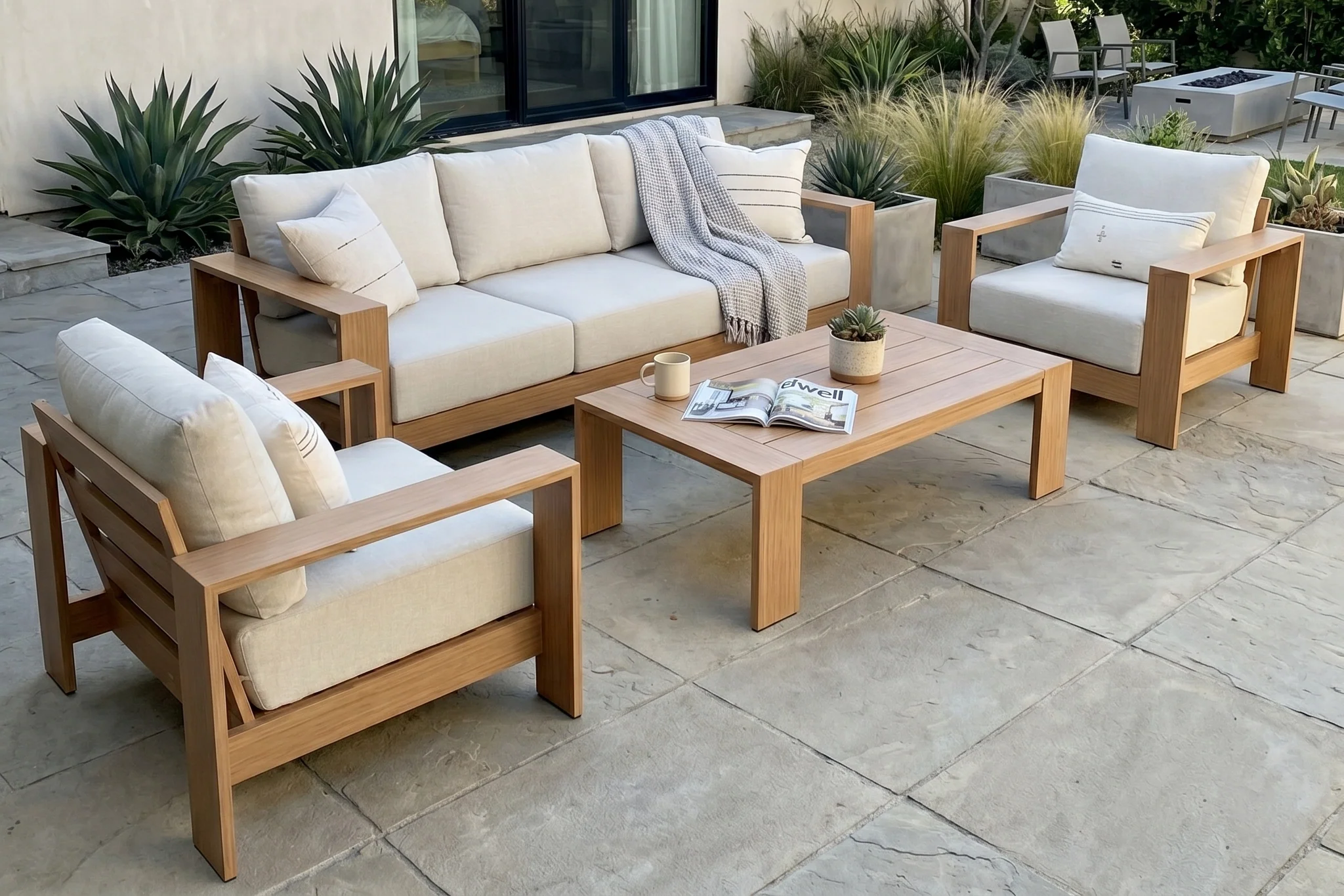 Ciela Modern Aluminum Outdoor Sofa Set with Cushions - Image 43