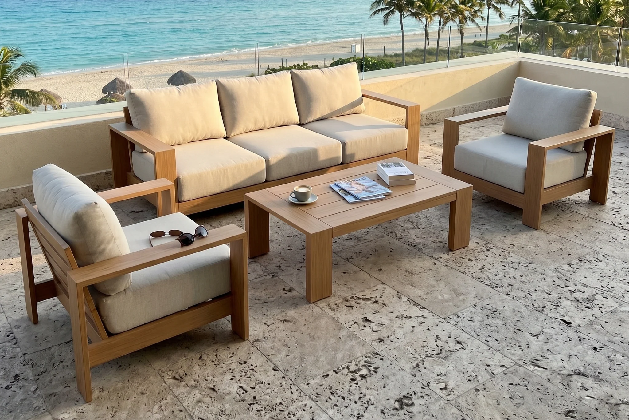 Ciela Modern Aluminum Outdoor Sofa Set with Cushions - Image 53
