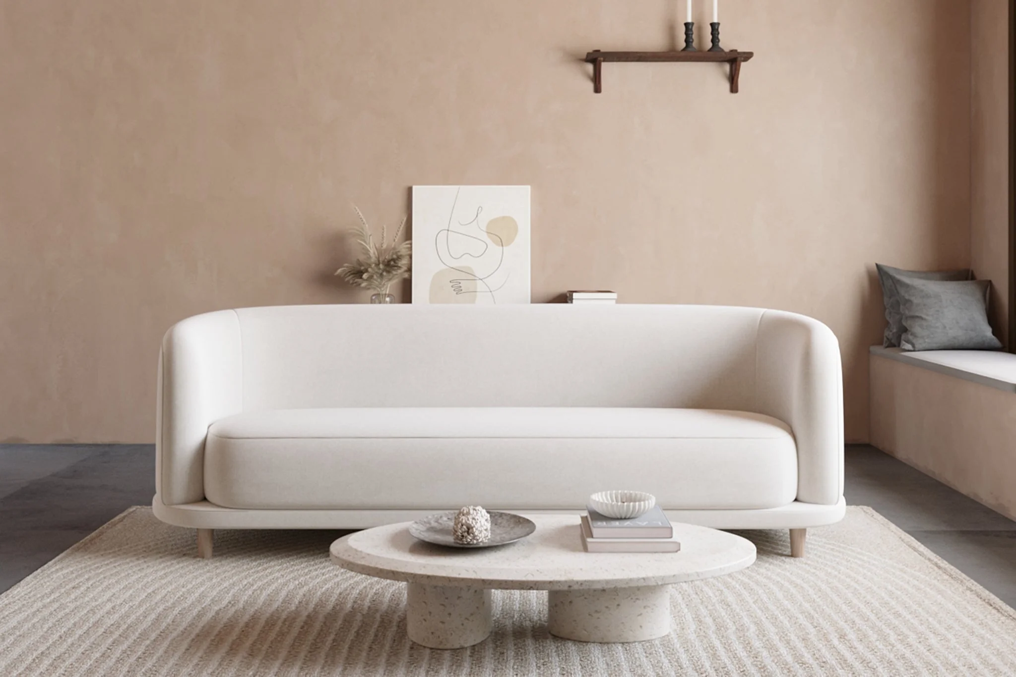 Cora Velvet Curved 3-Seater Couch Sofa / Lounge Chair - Image 3