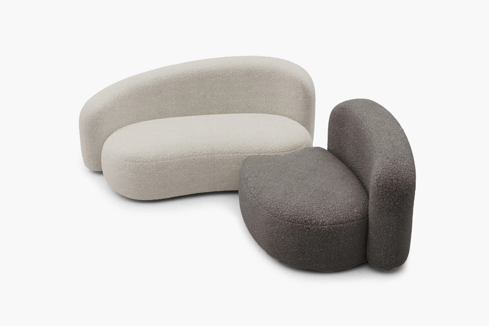Cresmo Wool-like Curved 2-Piece Chaise Sectional / 2-Seater Couch Sofa / Lounge Chair - Image 21