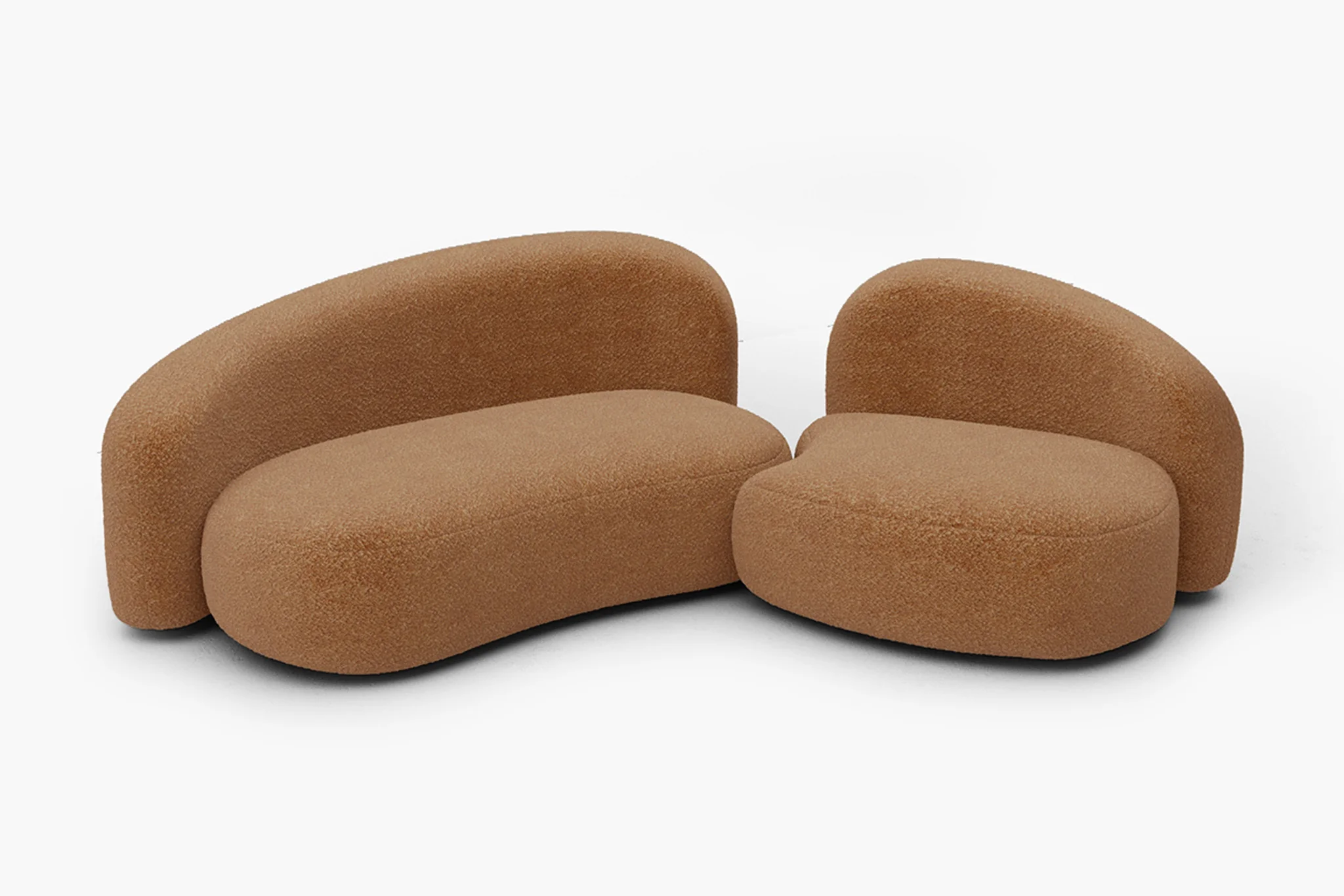 Cresmo Wool-like Curved 2-Piece Chaise Sectional / 2-Seater Couch Sofa / Lounge Chair - Image 37