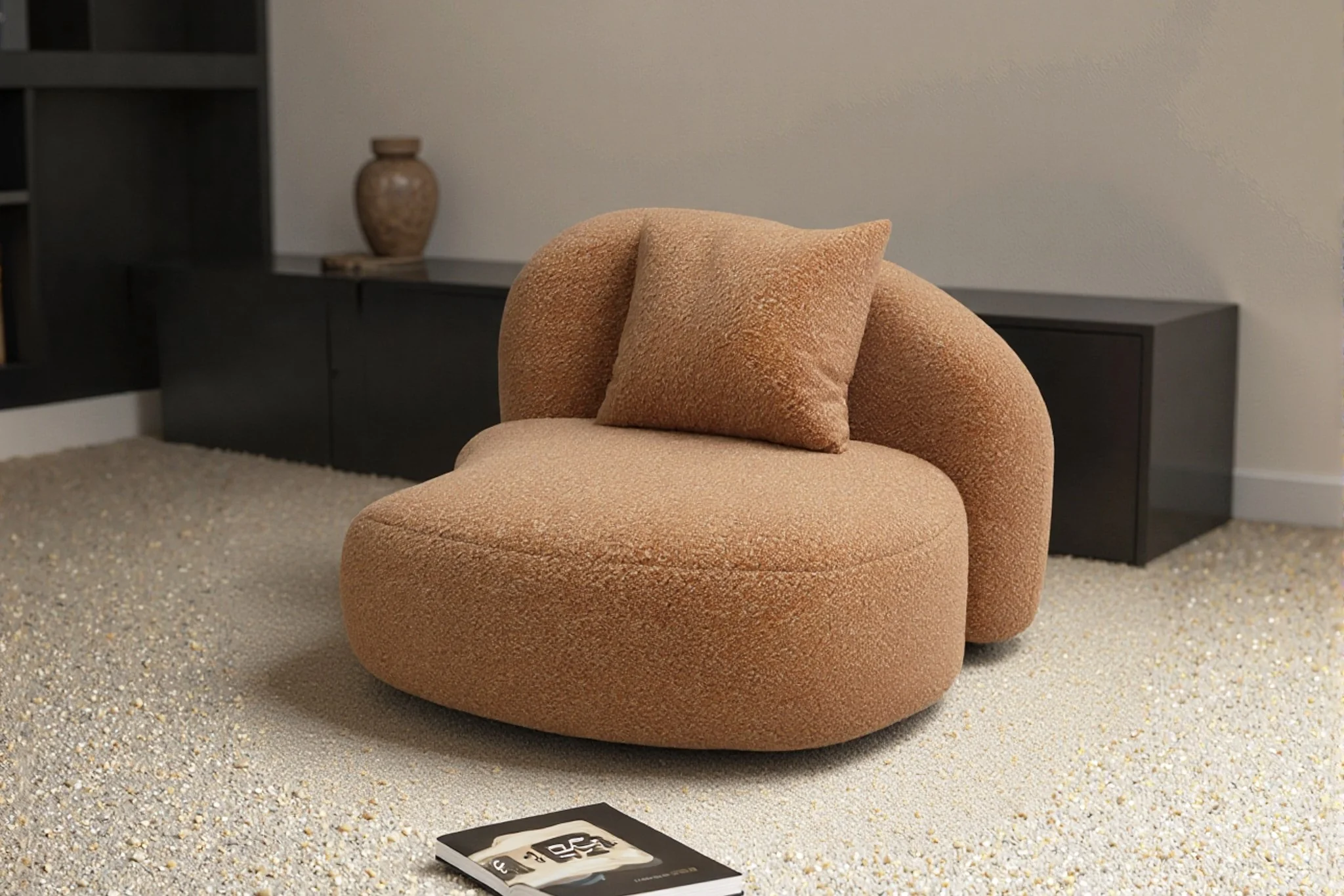 Cresmo Wool-like Curved 2-Piece Chaise Sectional / 2-Seater Couch Sofa / Lounge Chair - Image 53