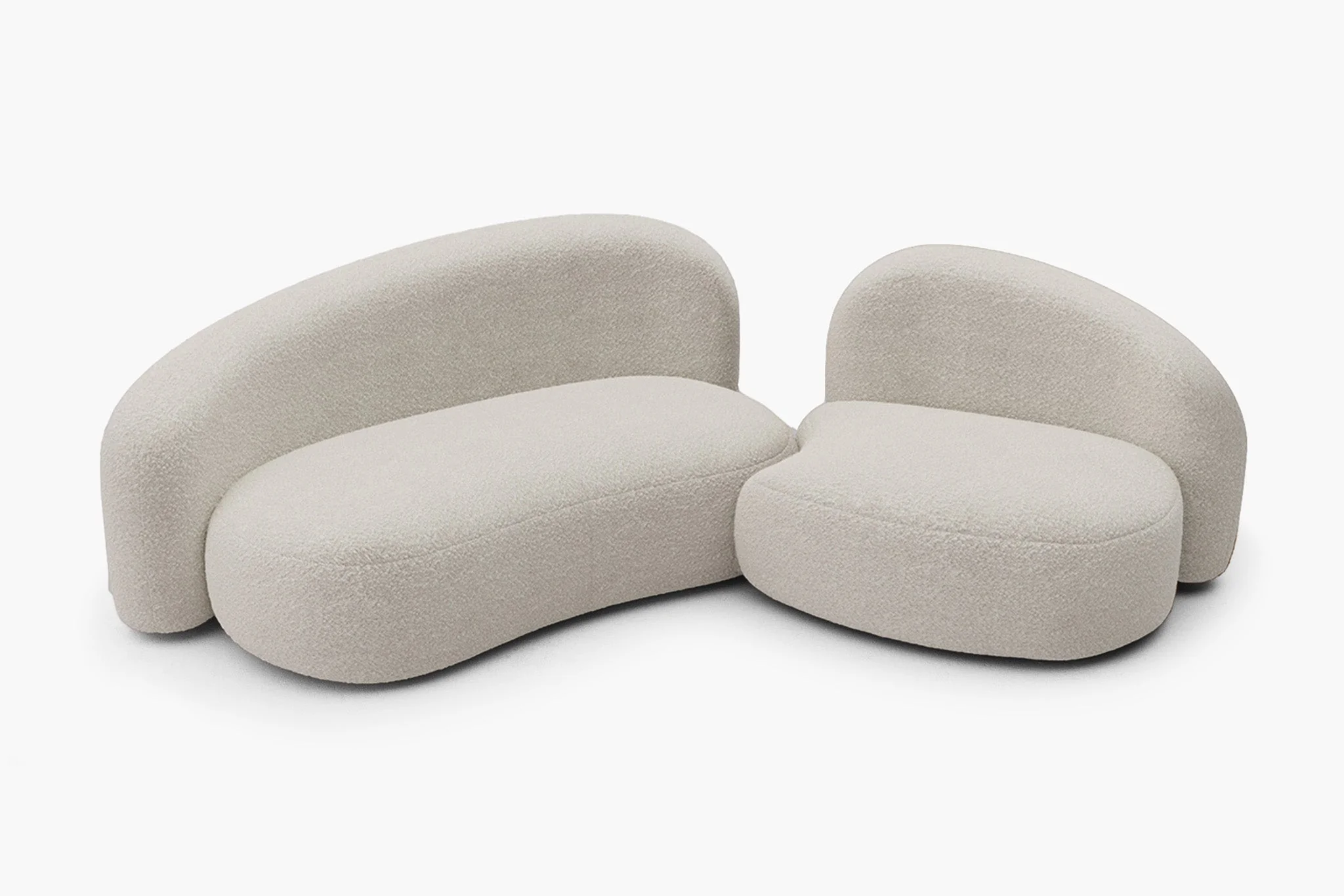 Cresmo Wool-like Curved 2-Piece Chaise Sectional / 2-Seater Couch Sofa / Lounge Chair - Image 8