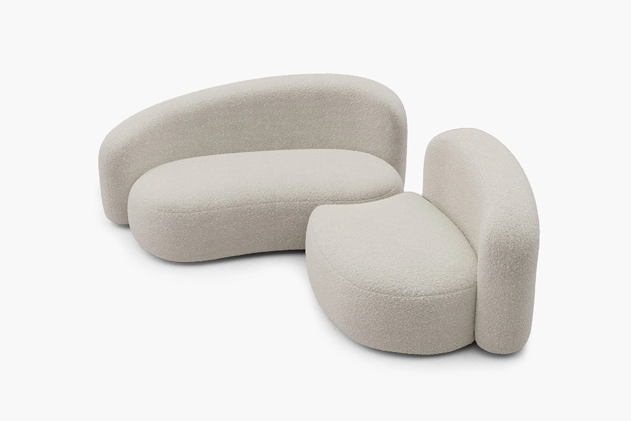 Cresmo Wool-like Curved 2-Piece Chaise Sectional / 2-Seater Couch Sofa / Lounge Chair - Image 9