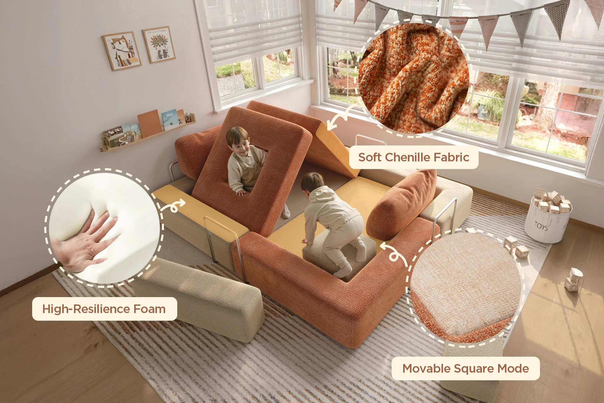 CushyLand Modular Kids Play Sofa - Image 7