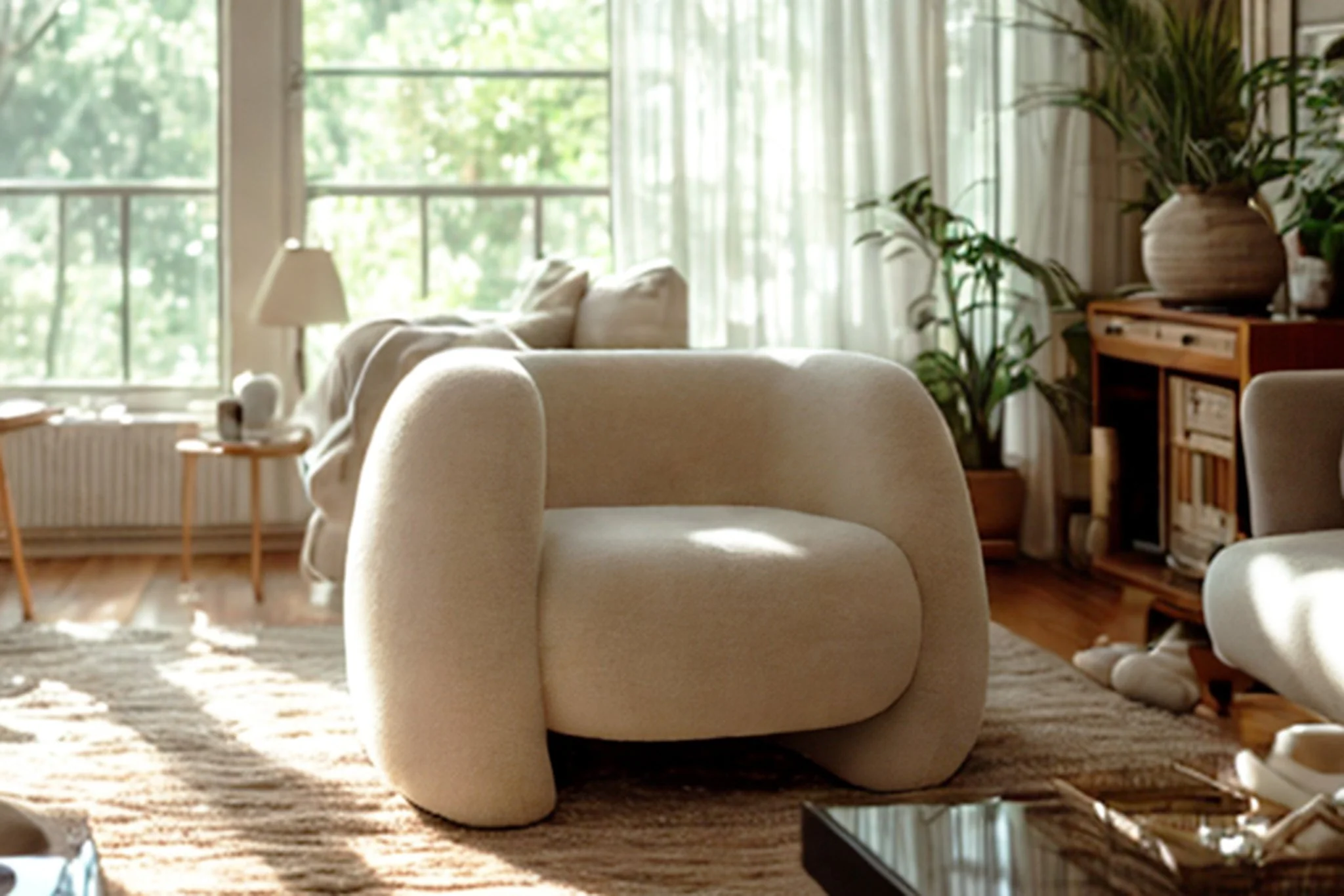 Dori Fleece Curved Lounge Chair - Image 4
