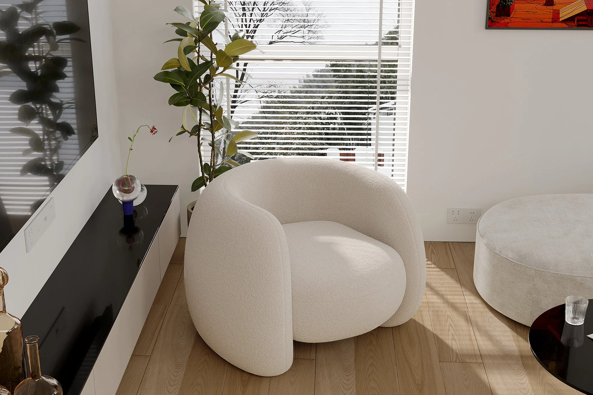 Dori Fleece Curved Lounge Chair - Image 5