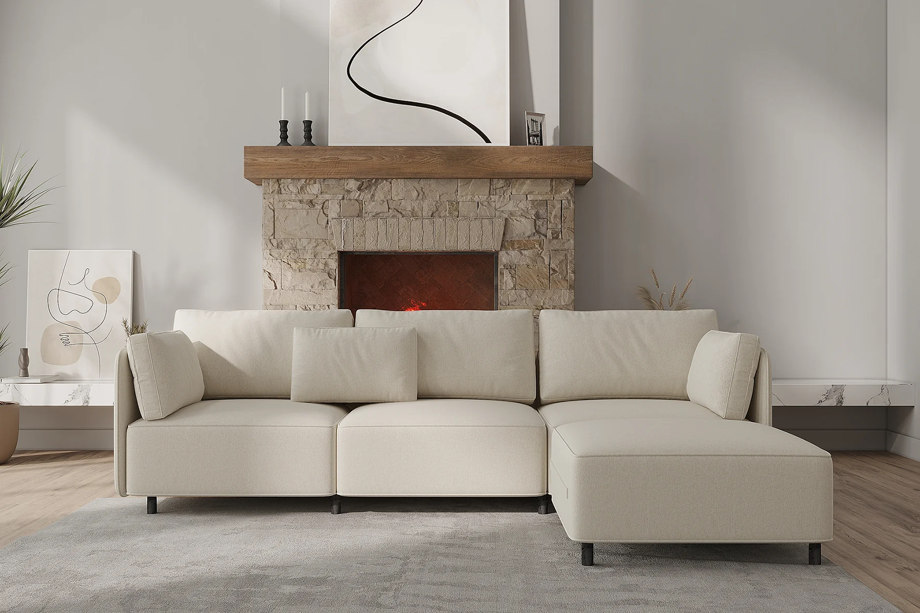Fana Linen Reversible Modular Sofa - Image 3