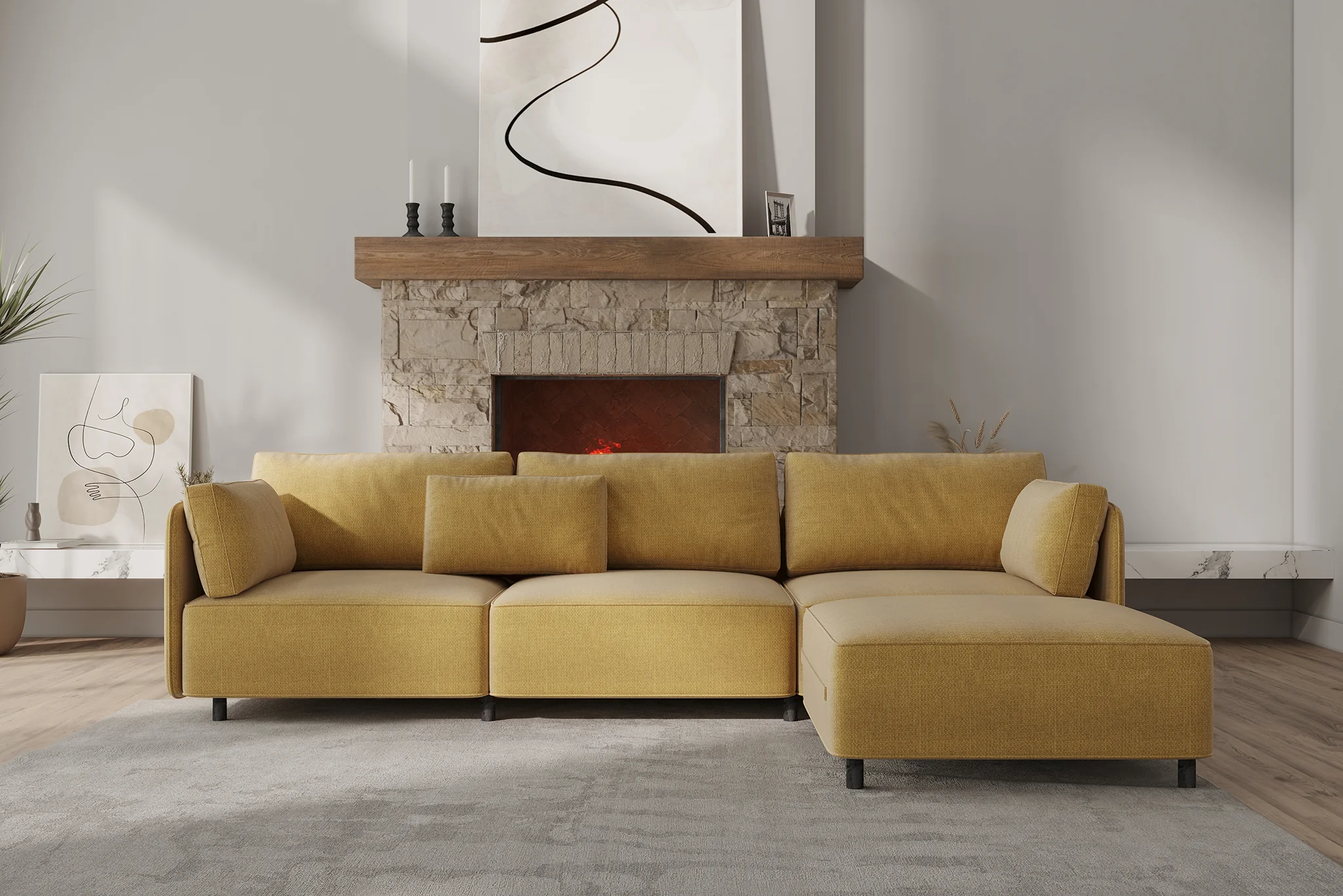 Fana Linen Reversible Modular Sofa - Image 36