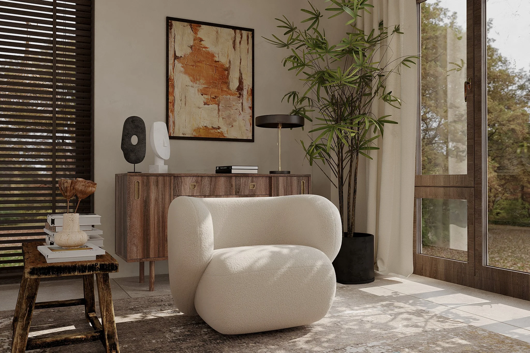 Flora Fleece Curved Accent Chair - Image 4