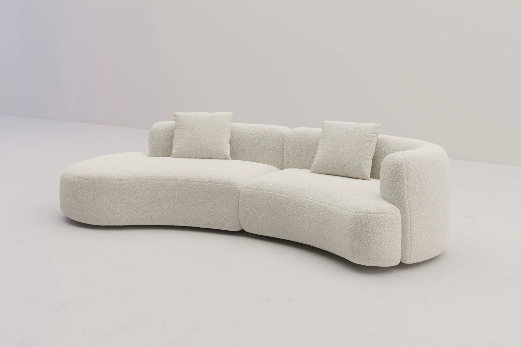 Formia Boucle Curved Chaise Sectional Sofa - Image 12
