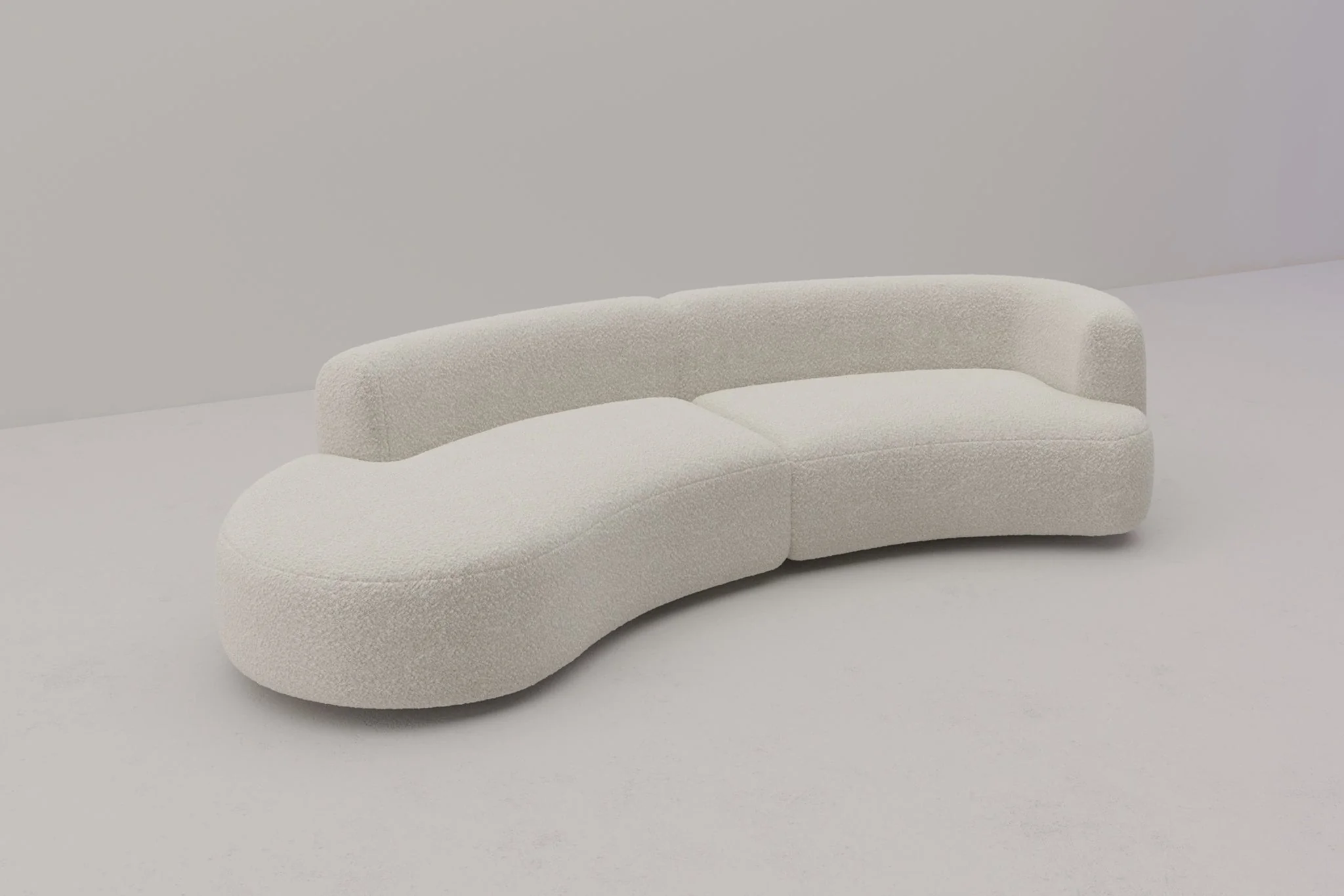 Formia Boucle Curved Chaise Sectional Sofa - Image 13