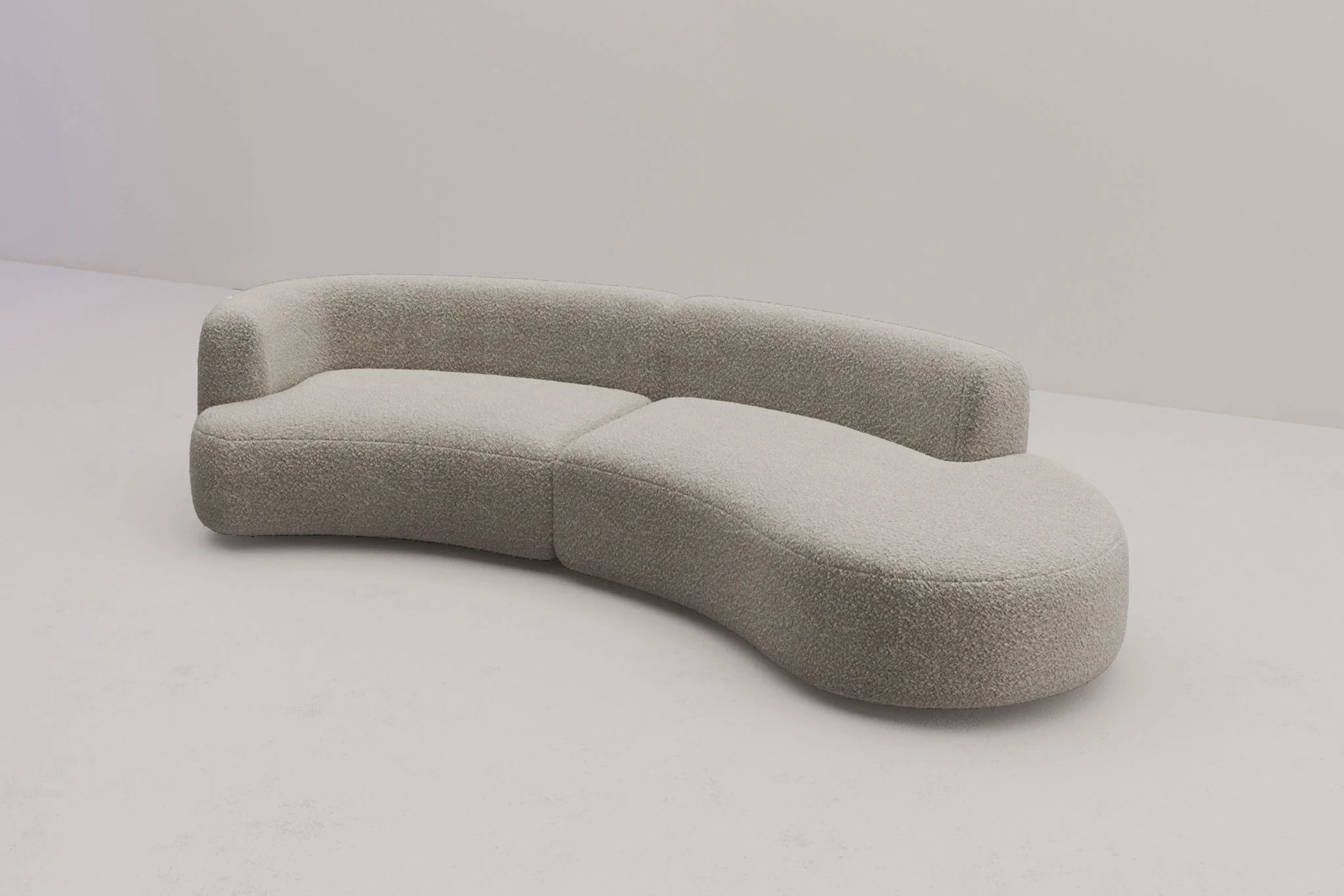 Formia Boucle Curved Chaise Sectional Sofa - Image 18