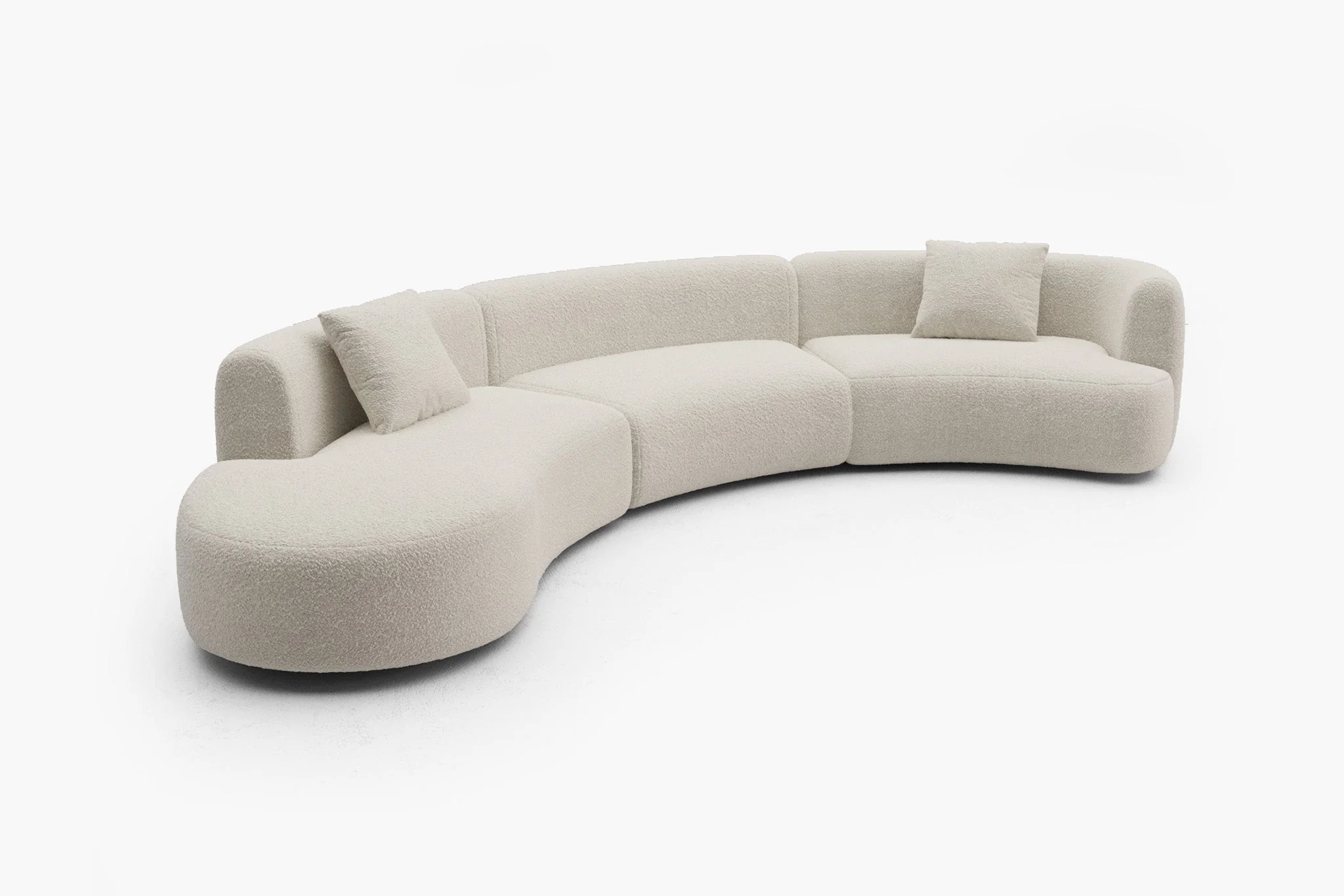 Formia Boucle Curved Chaise Sectional Sofa - Image 29