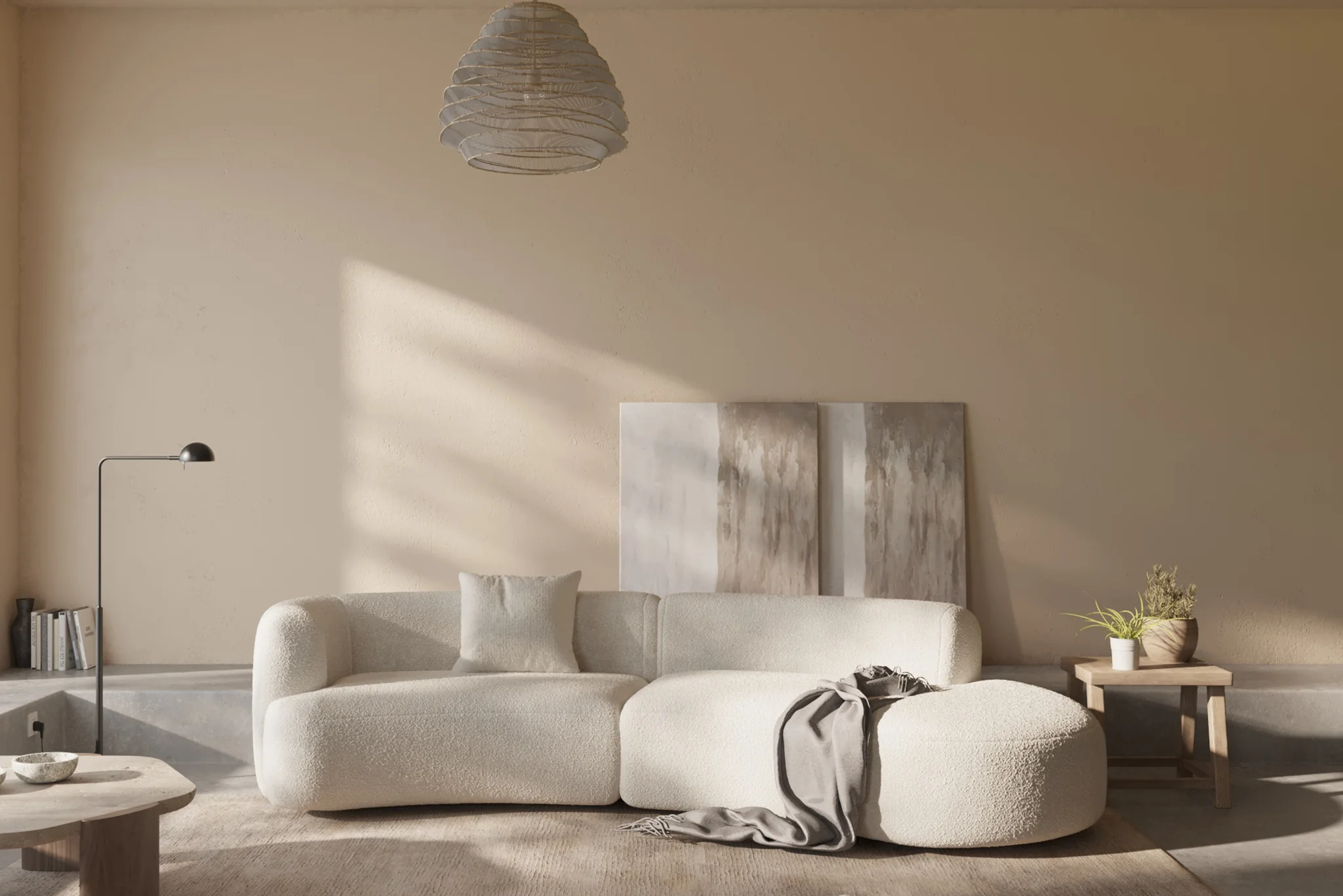 Formia Boucle Curved Chaise Sectional Sofa - Image 3