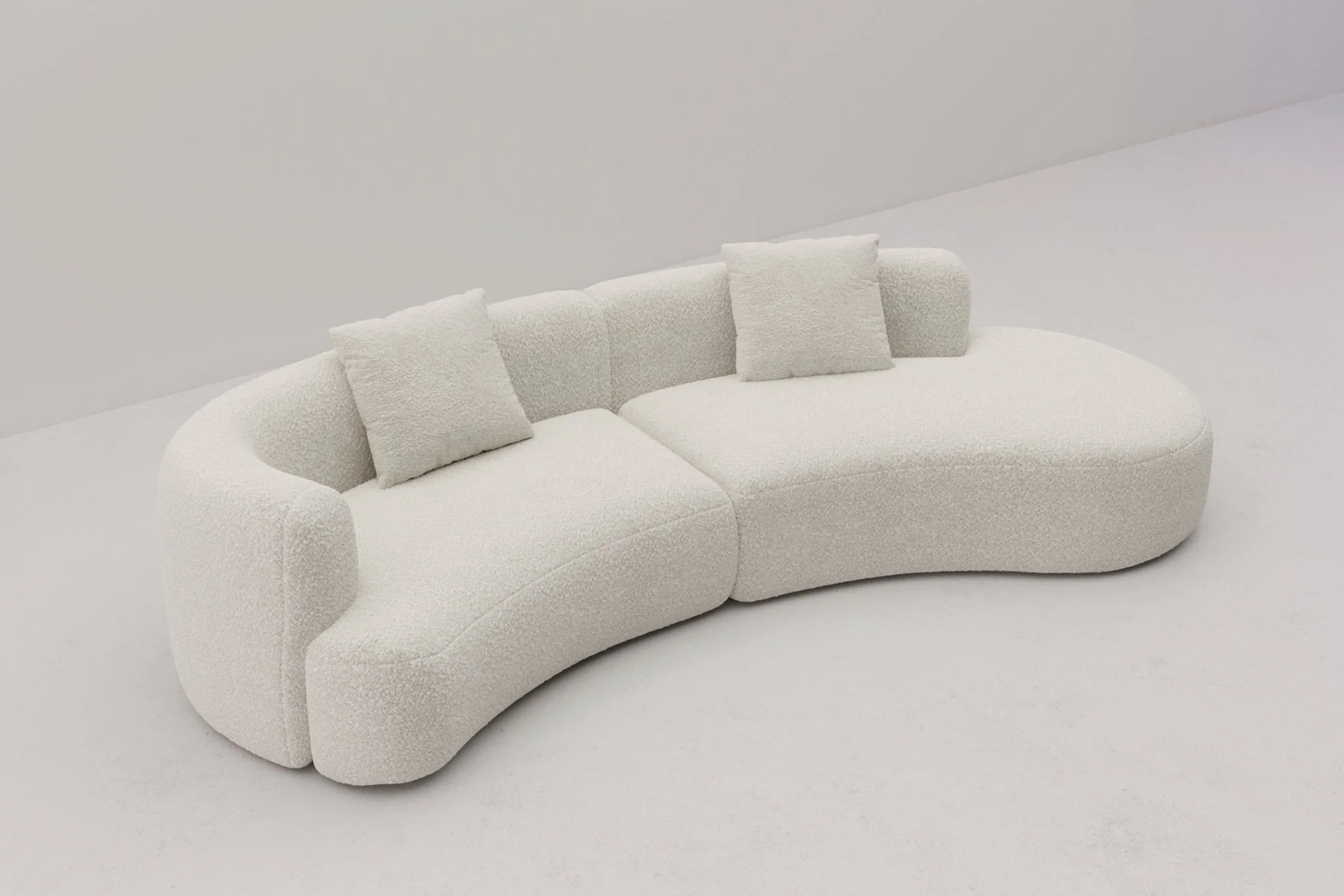 Formia Boucle Curved Chaise Sectional Sofa - Image 4