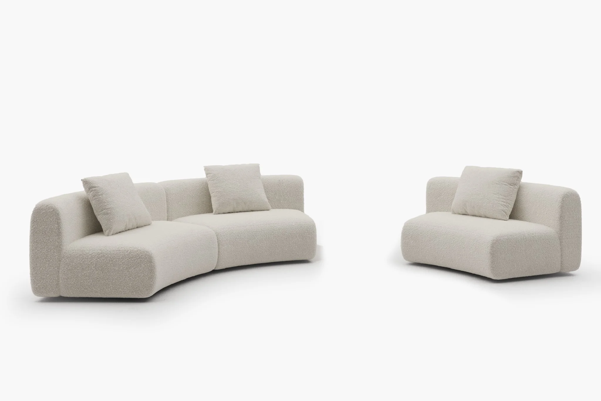Formia Boucle Curved Chaise Sectional Sofa - Image 46