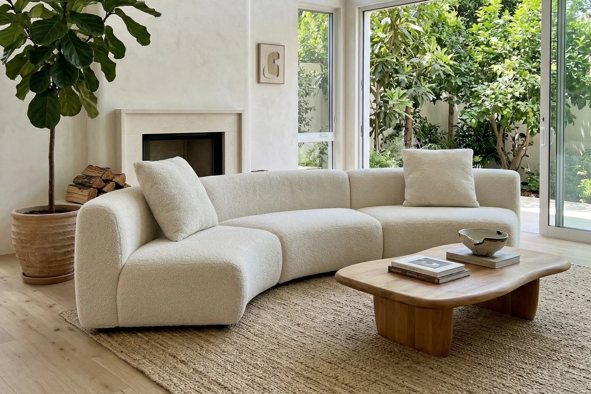 Formia Boucle Curved Chaise Sectional Sofa - Image 49