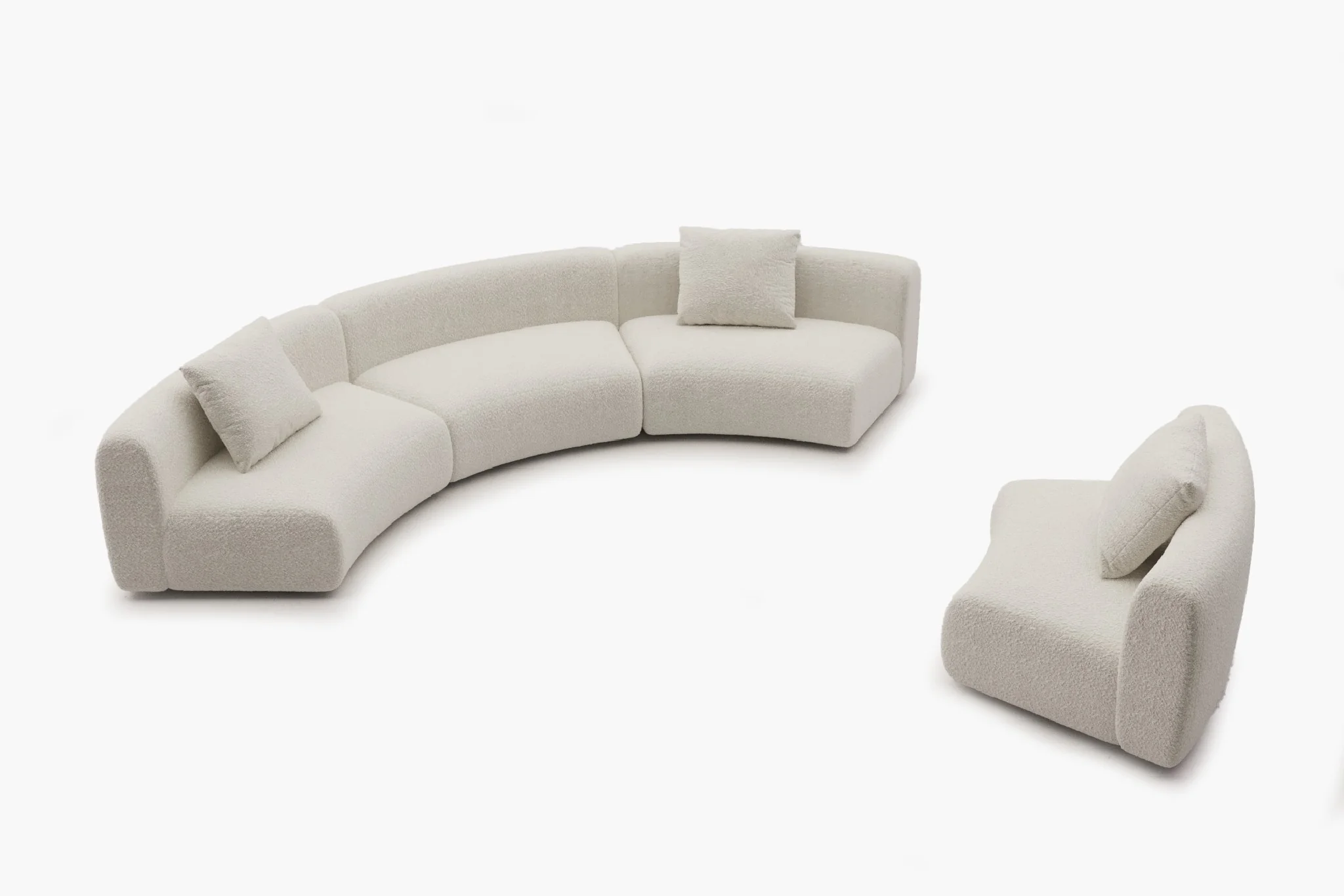 Formia Boucle Curved Chaise Sectional Sofa - Image 53