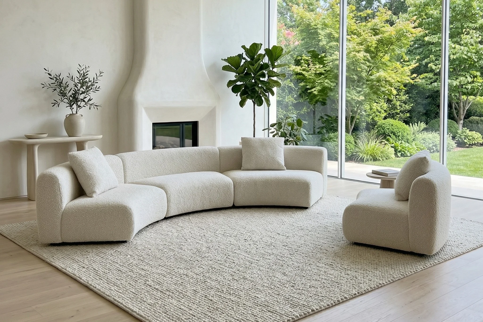 Formia Boucle Curved Chaise Sectional Sofa - Image 54