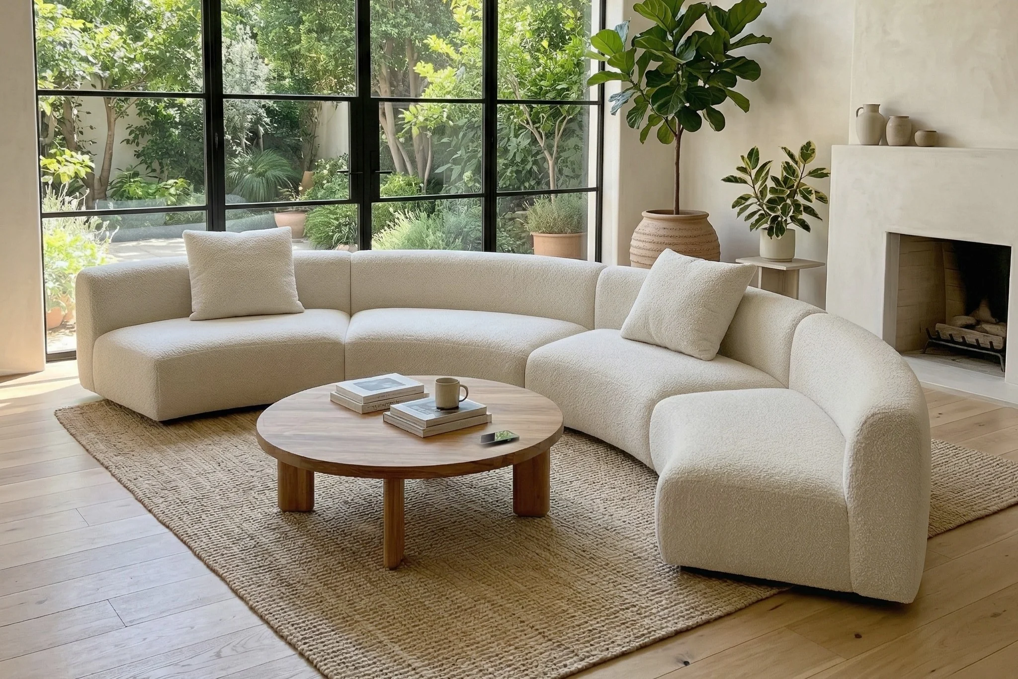 Formia Boucle Curved Chaise Sectional Sofa - Image 59