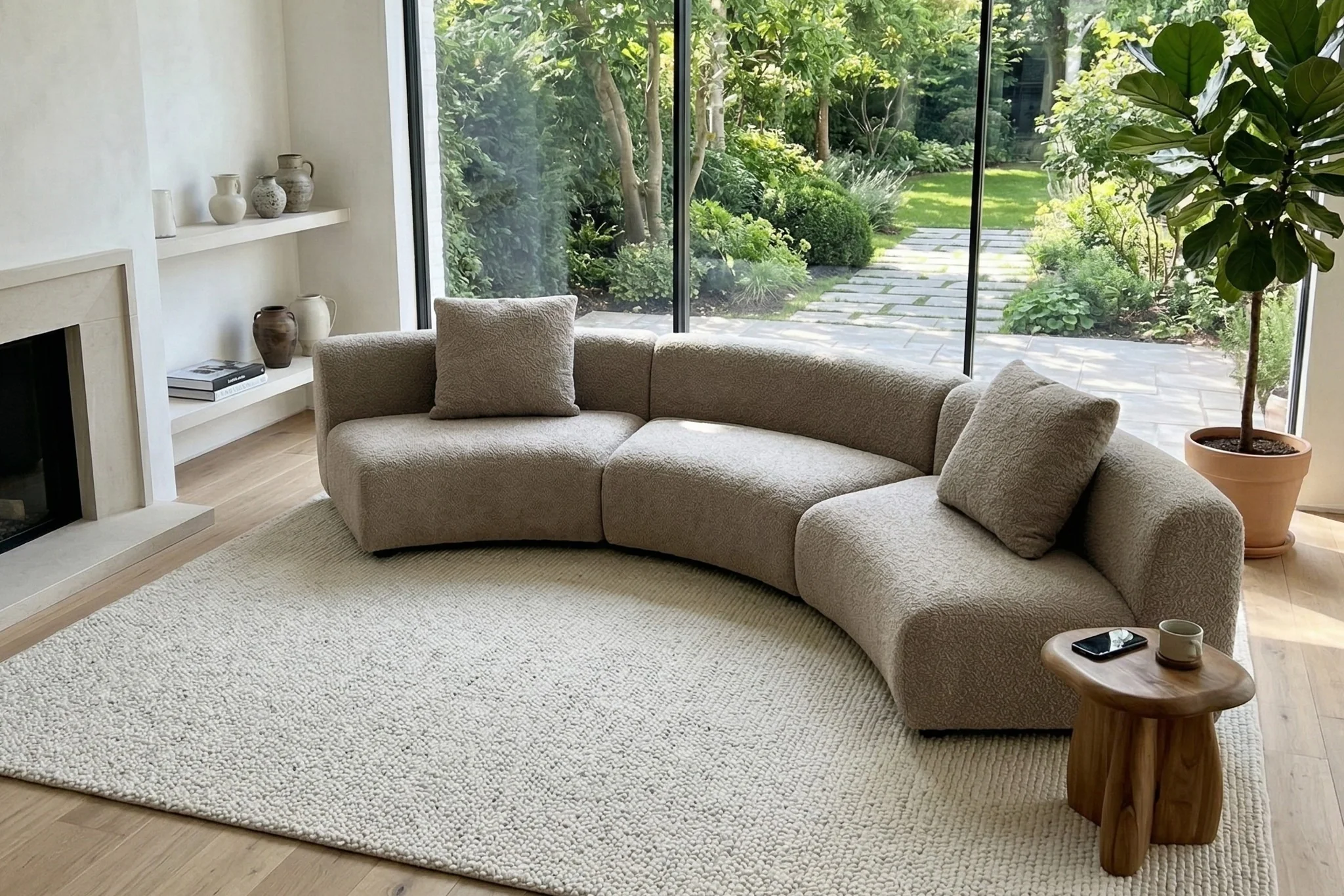 Formia Boucle Curved Chaise Sectional Sofa - Image 62