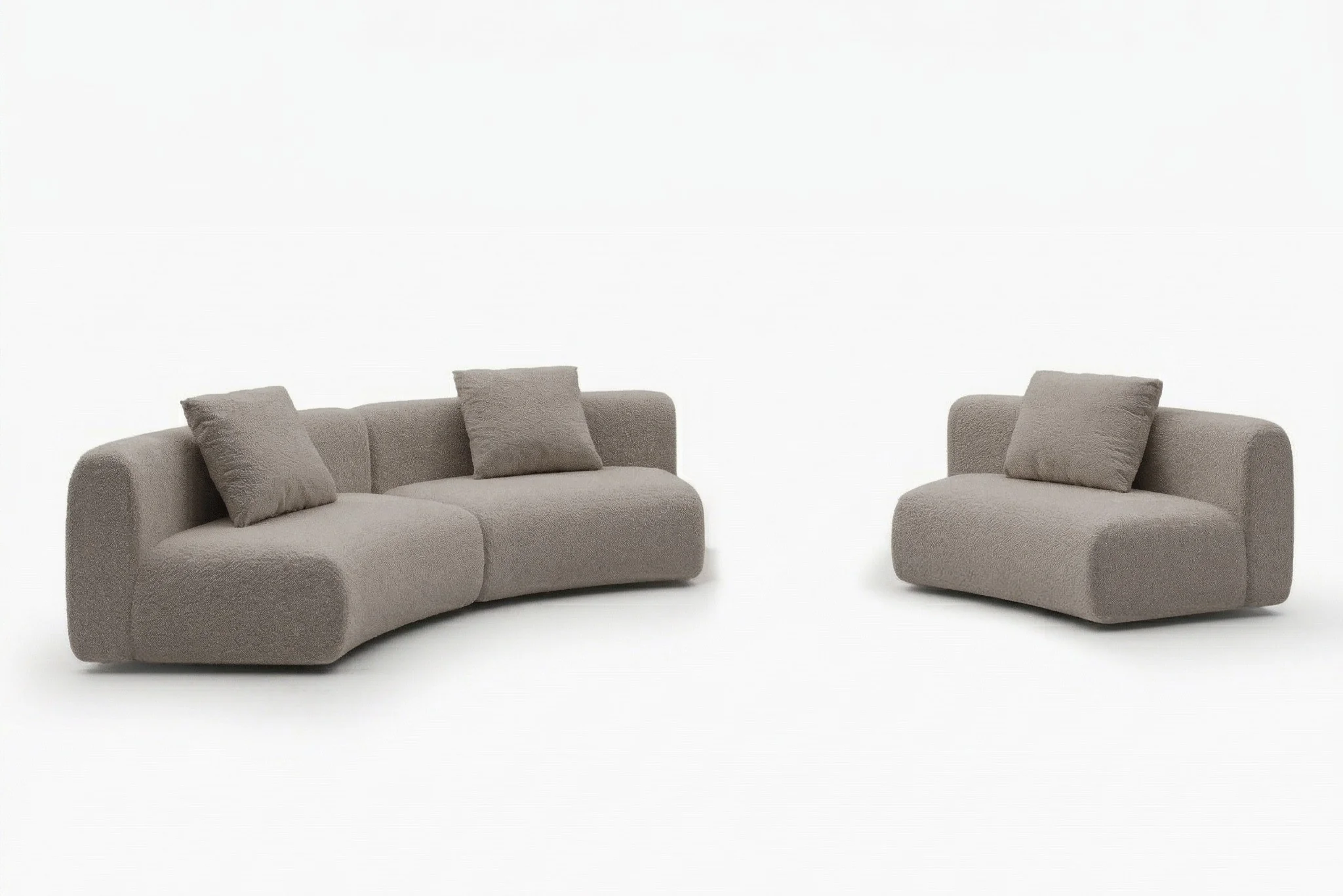 Formia Boucle Curved Chaise Sectional Sofa - Image 63