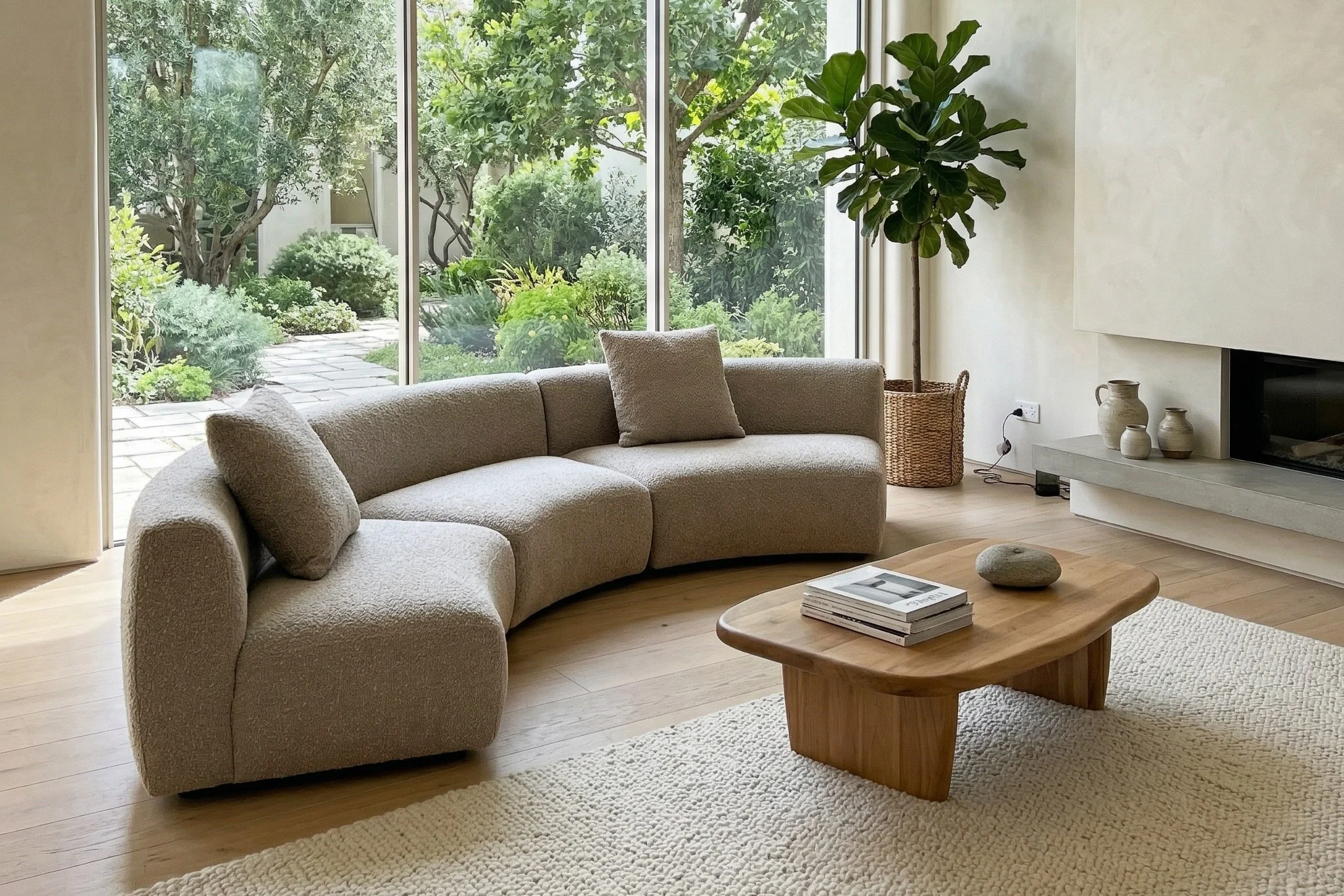 Formia Boucle Curved Chaise Sectional Sofa - Image 66