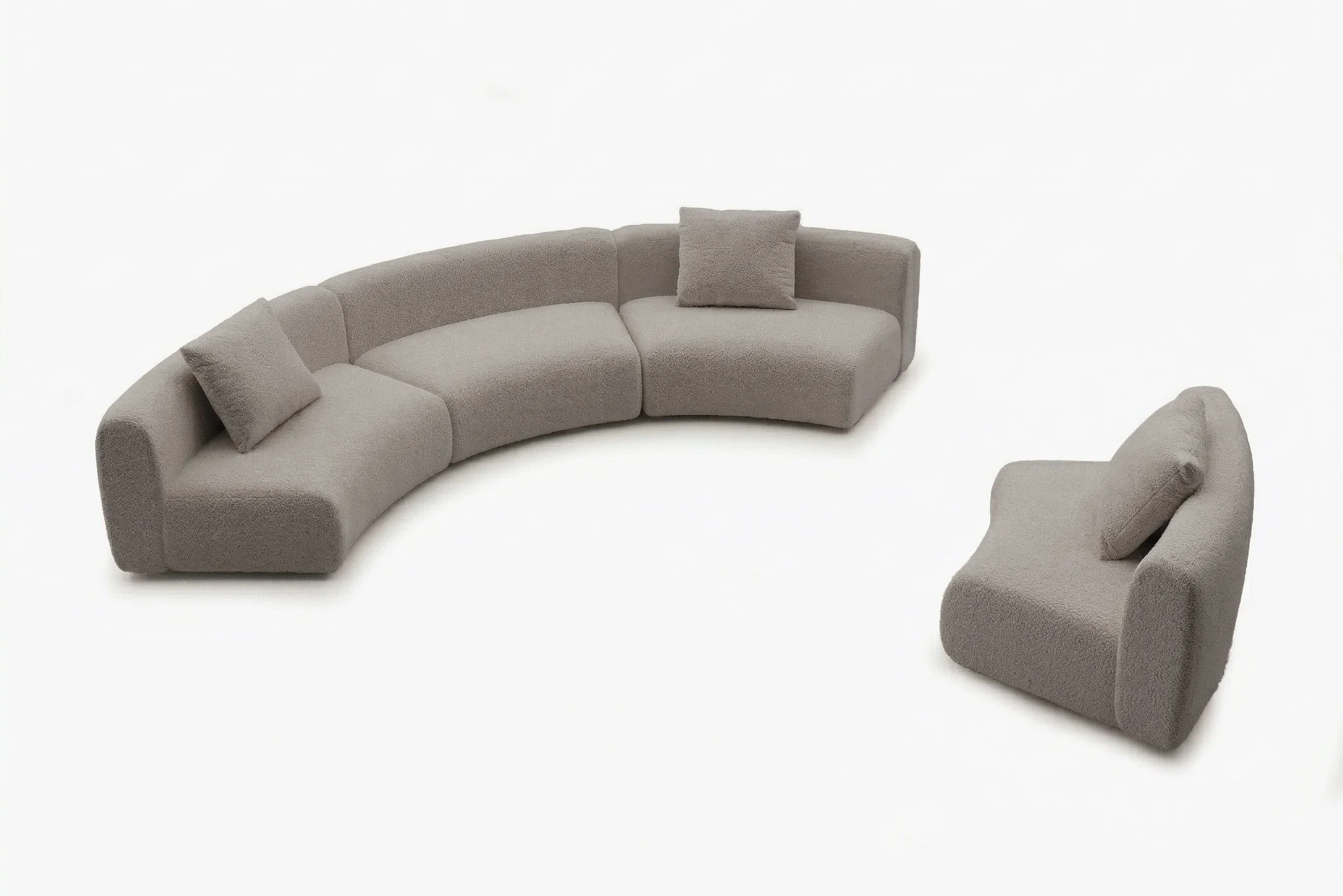 Formia Boucle Curved Chaise Sectional Sofa - Image 72