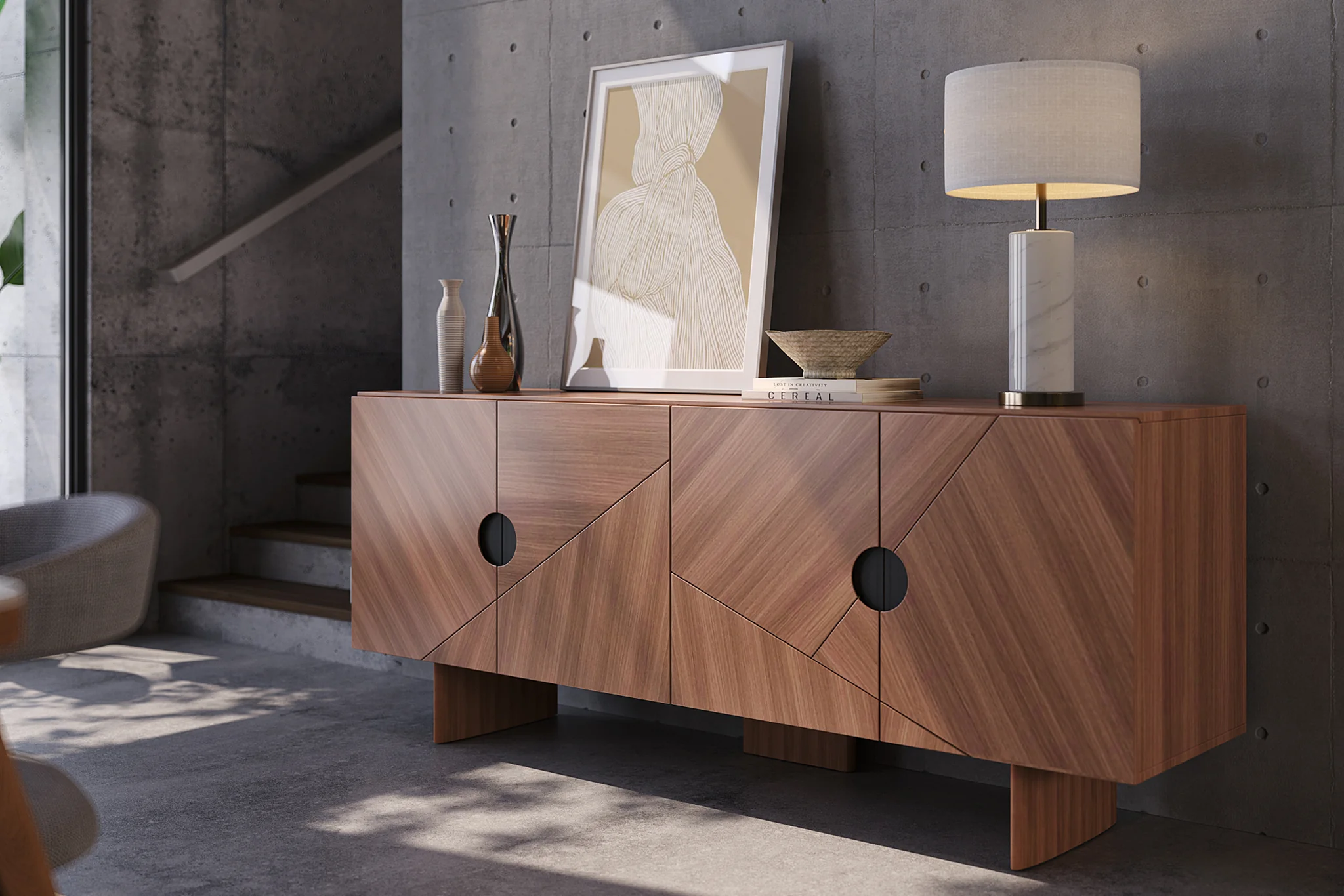 Geo Facet Sideboard in Walnut - Image 3