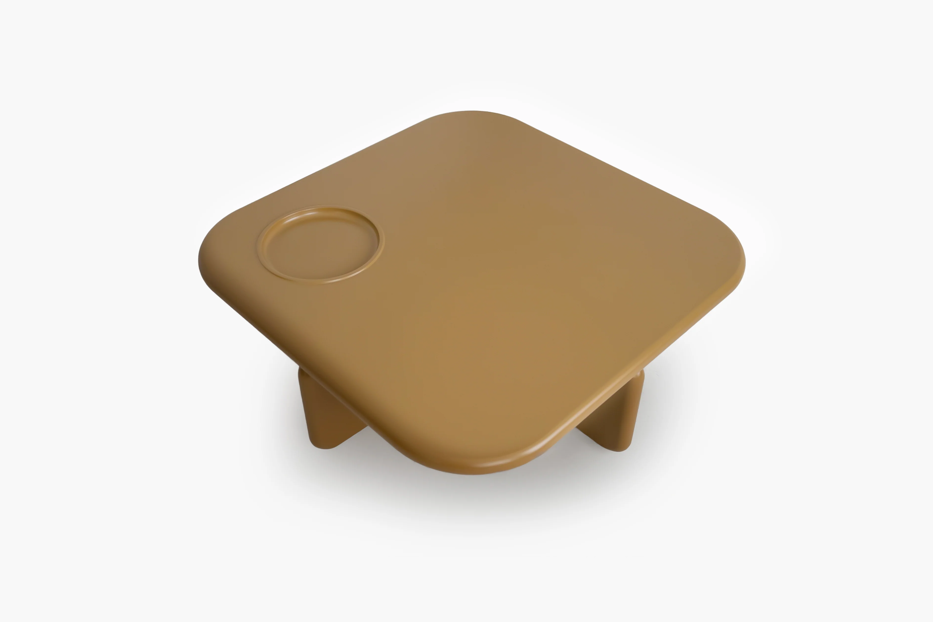 Honey Elephant Modern Chunky Leg Coffee Table with Cup Holders - Image 4