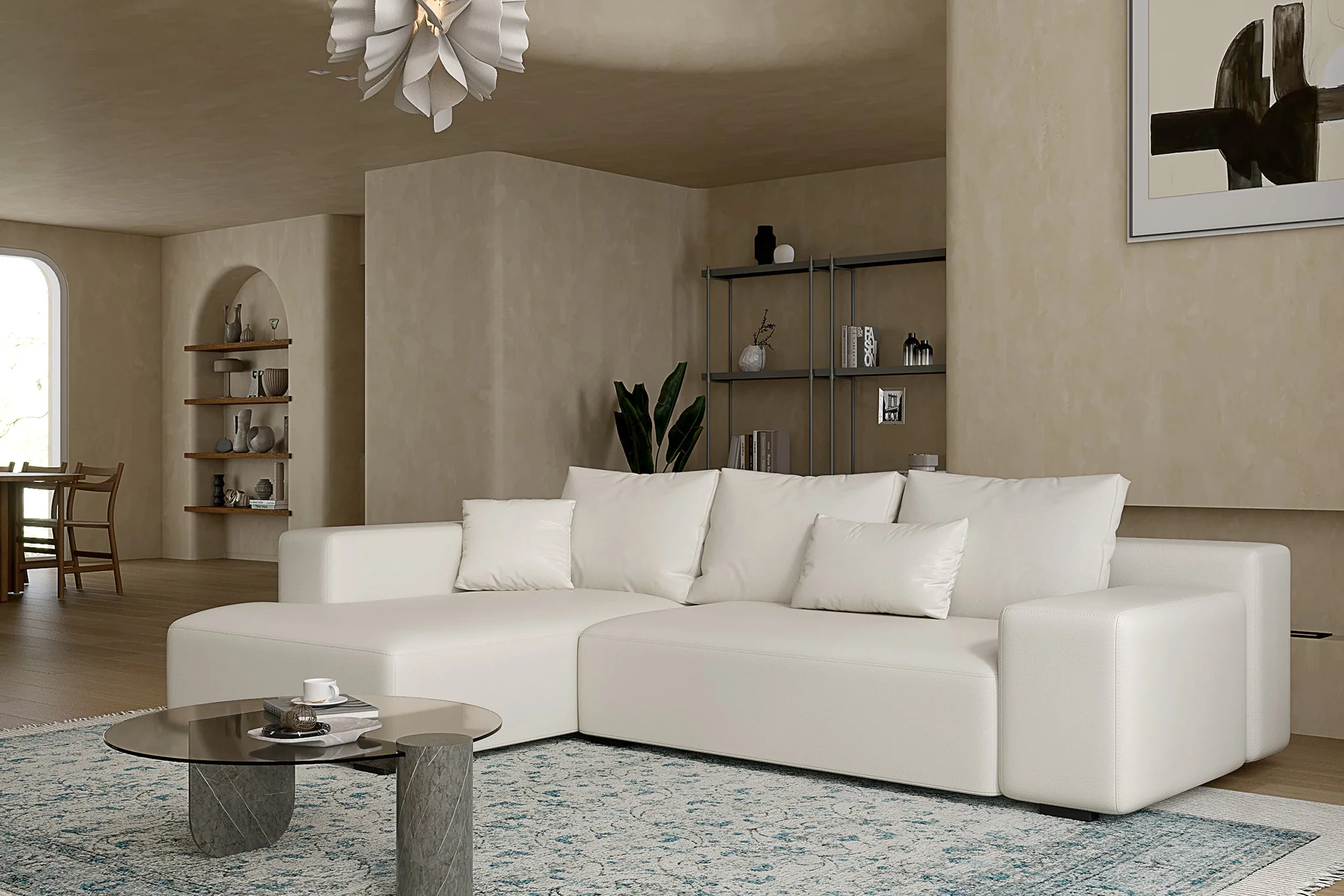 Imola Wide Arm 2-Piece Chaise Sectional and 3-Seater Couch Sofa by Acanva - Image 20