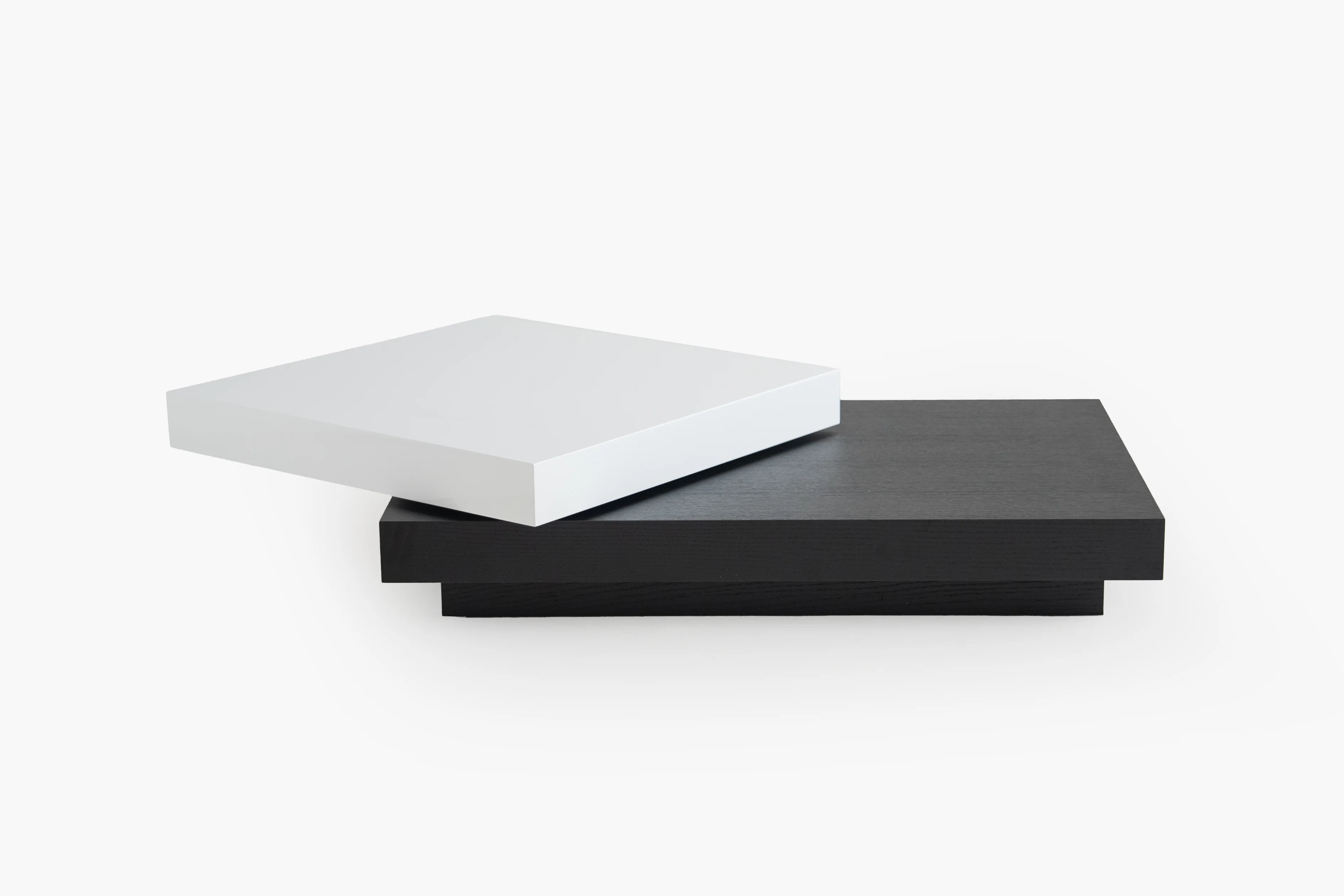 Inkstone 2-Tier Swivel Coffee Table – White Top & Black Oak Base - Image 4