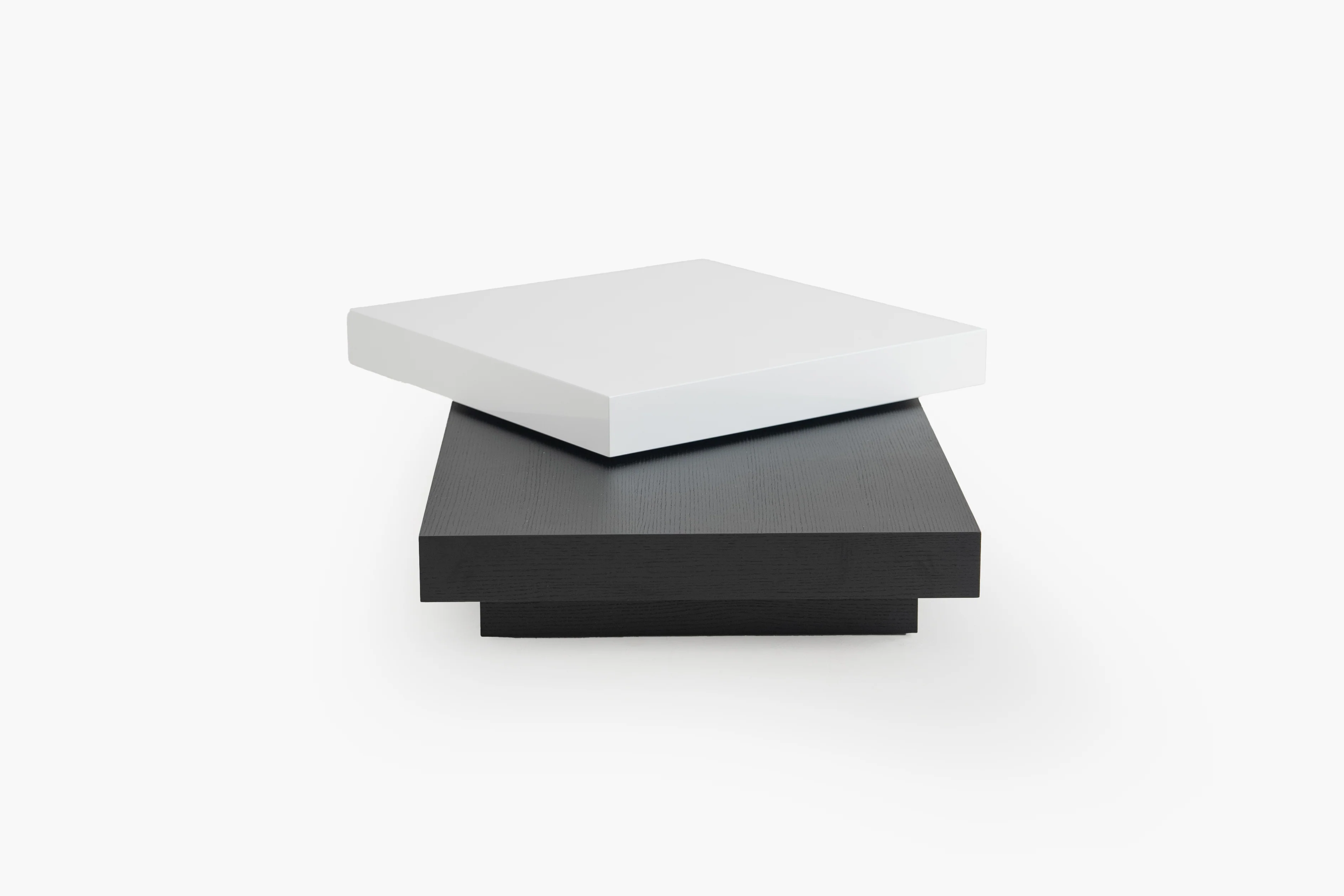 Inkstone 2-Tier Swivel Coffee Table – White Top & Black Oak Base - Image 6